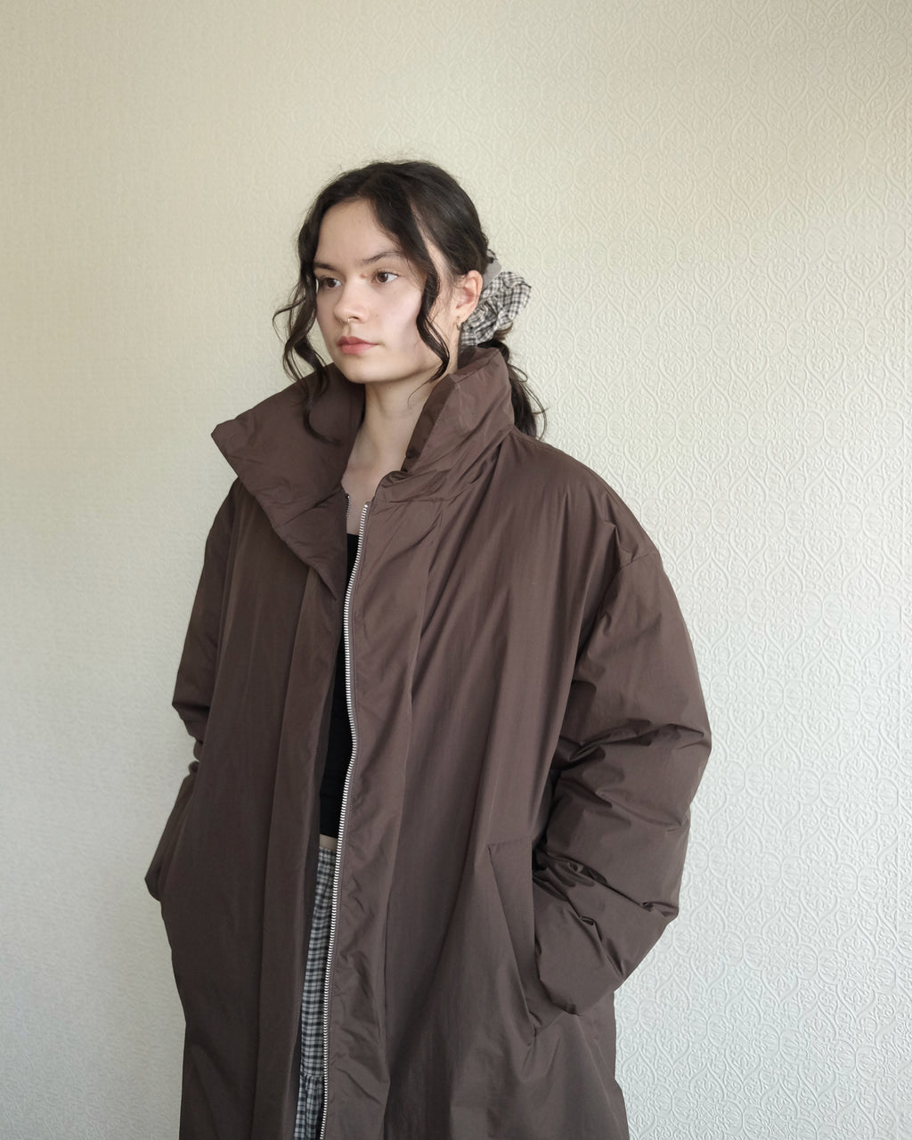 Floating Puffa Coat, Dark Chocolate