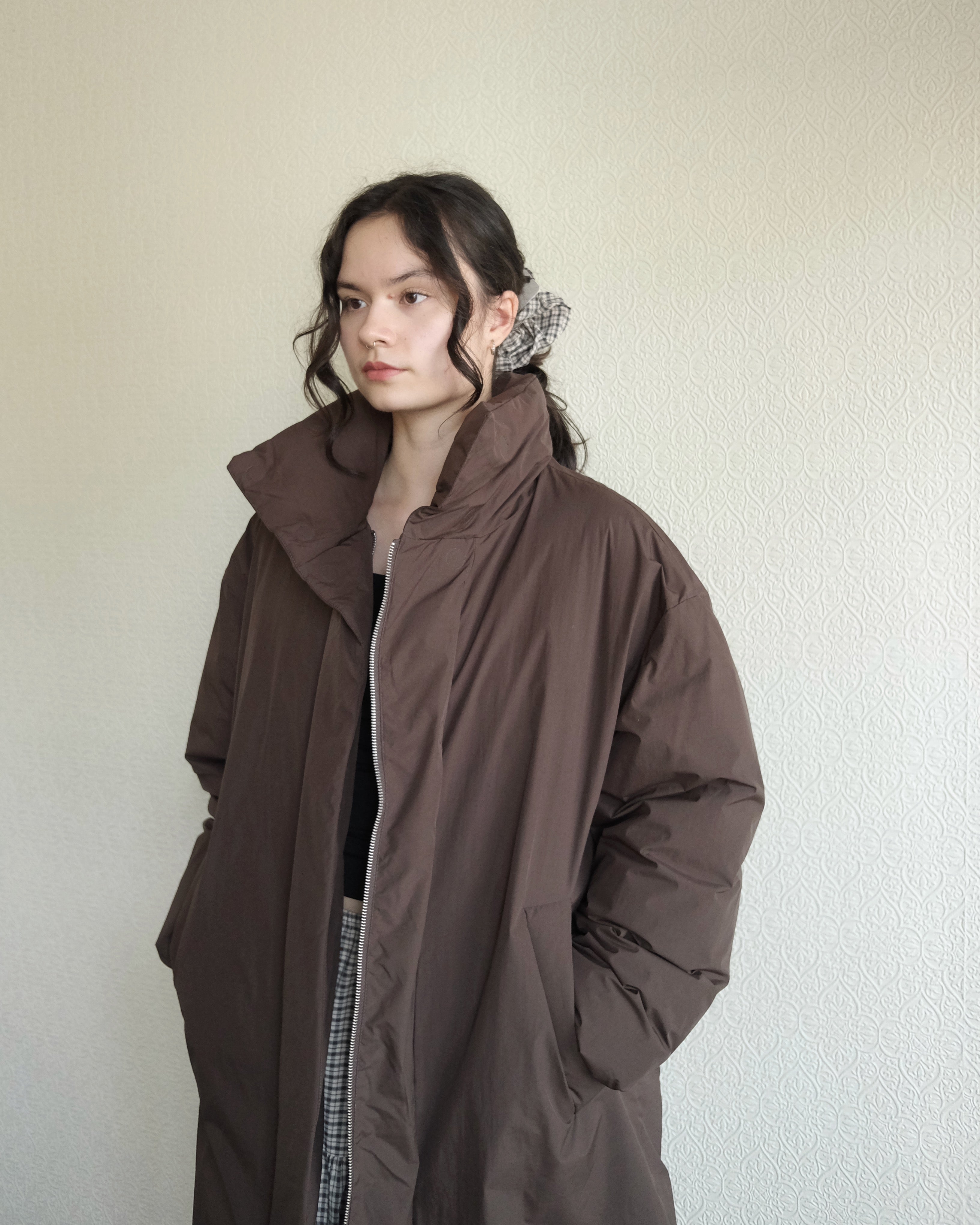 Floating Puffa Coat, Dark Chocolate
