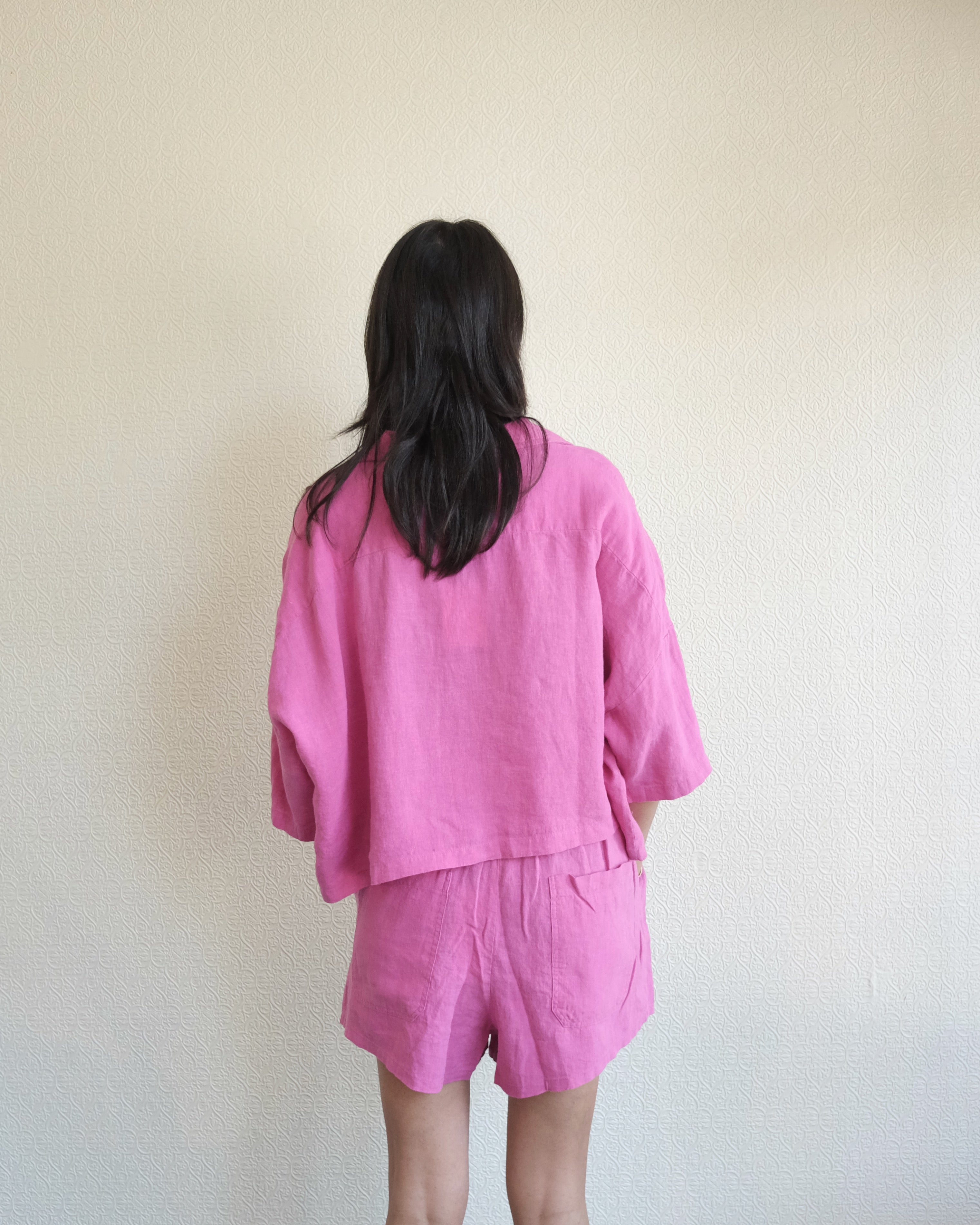 Linen Shorts, Fuchsia