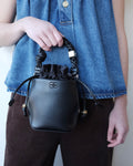 Mini Bou Bucket Bag, Smooth Black Leather