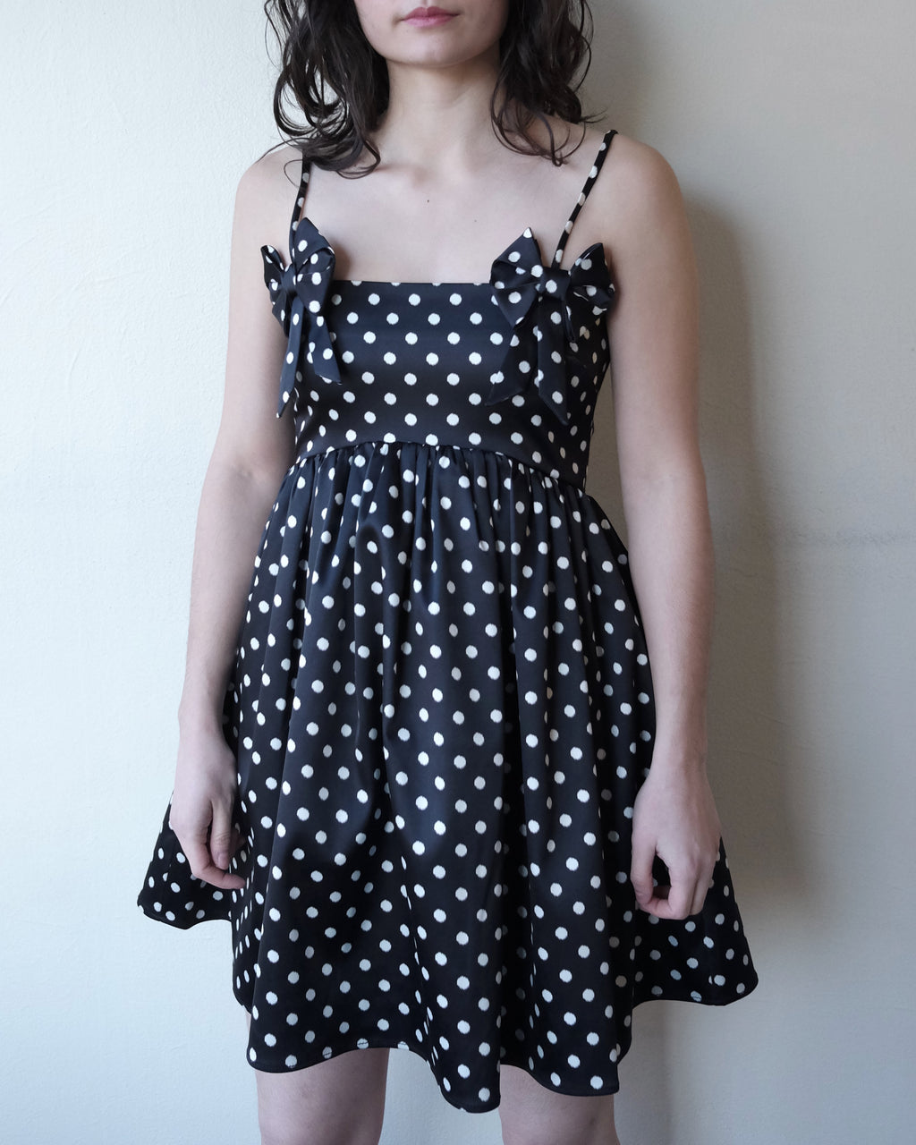 Satin Mini Dress, Polka Dots