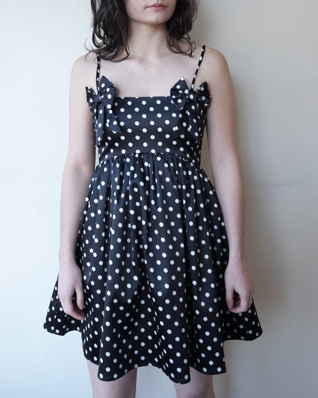 Satin Mini Dress, Polka Dots