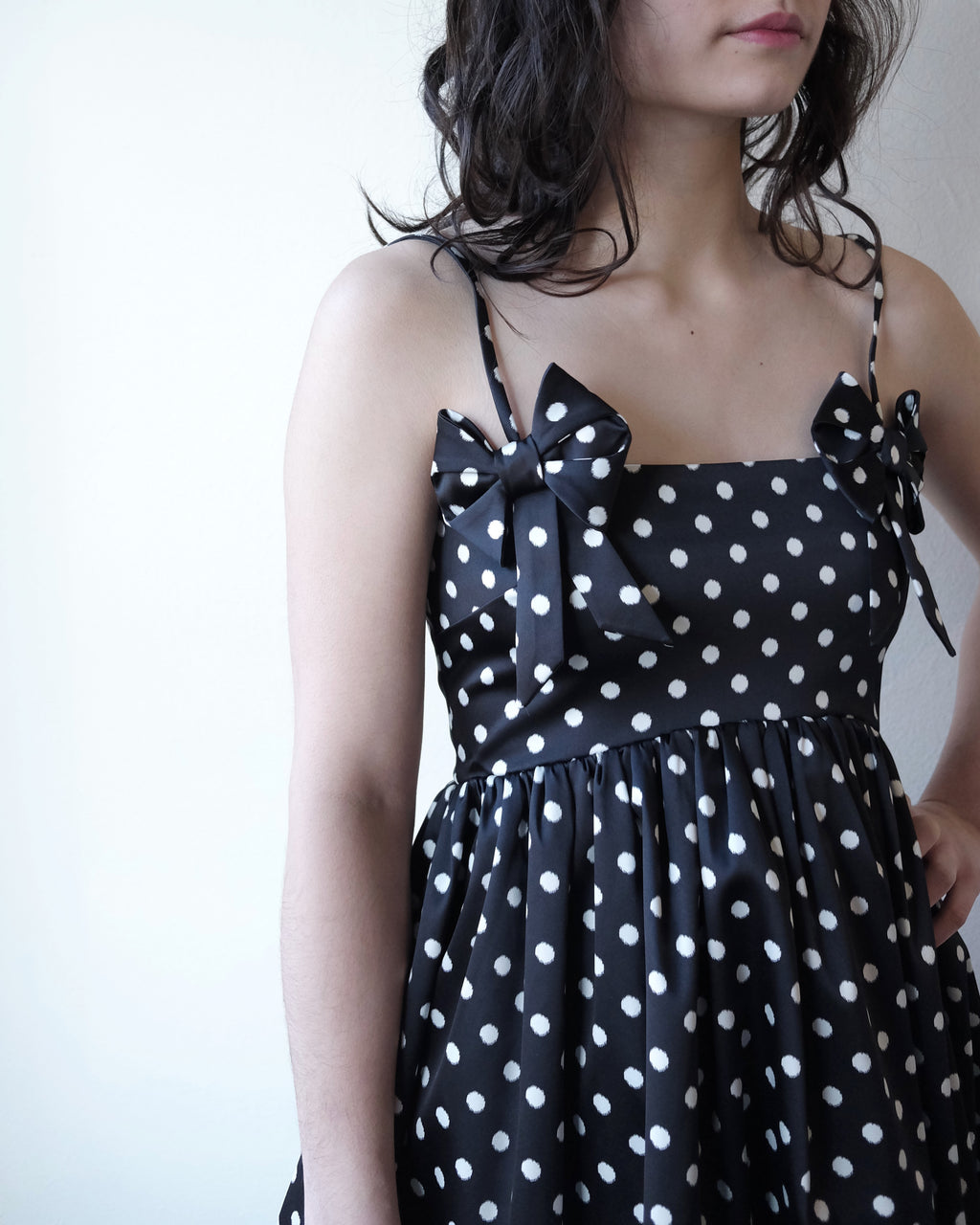 Satin Mini Dress, Polka Dots