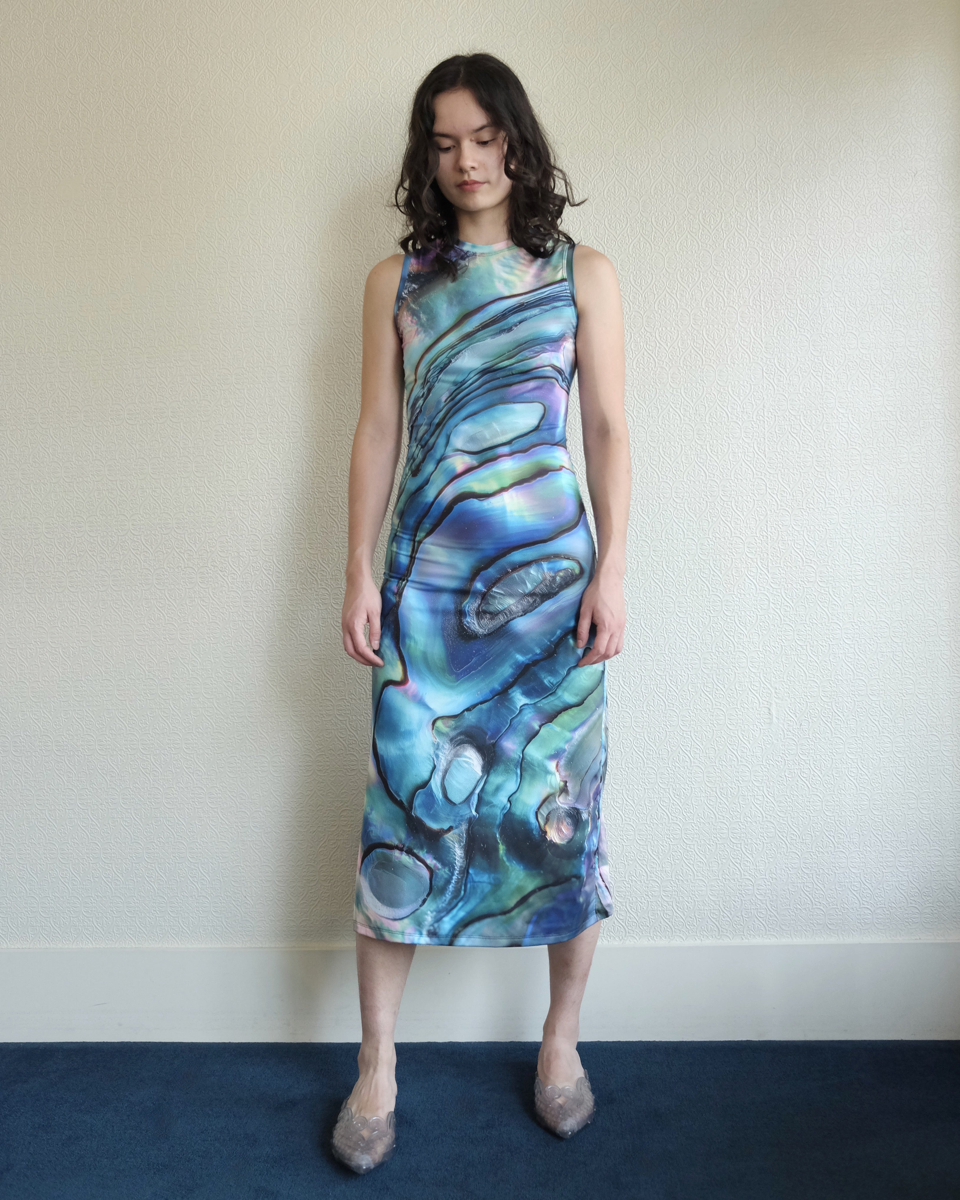 Abalone High Neck Midi Dress