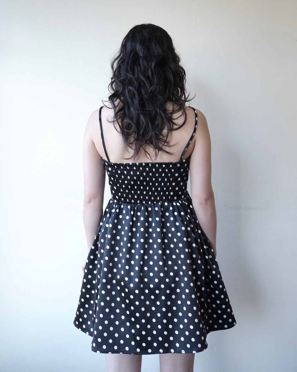 Satin Mini Dress, Polka Dots