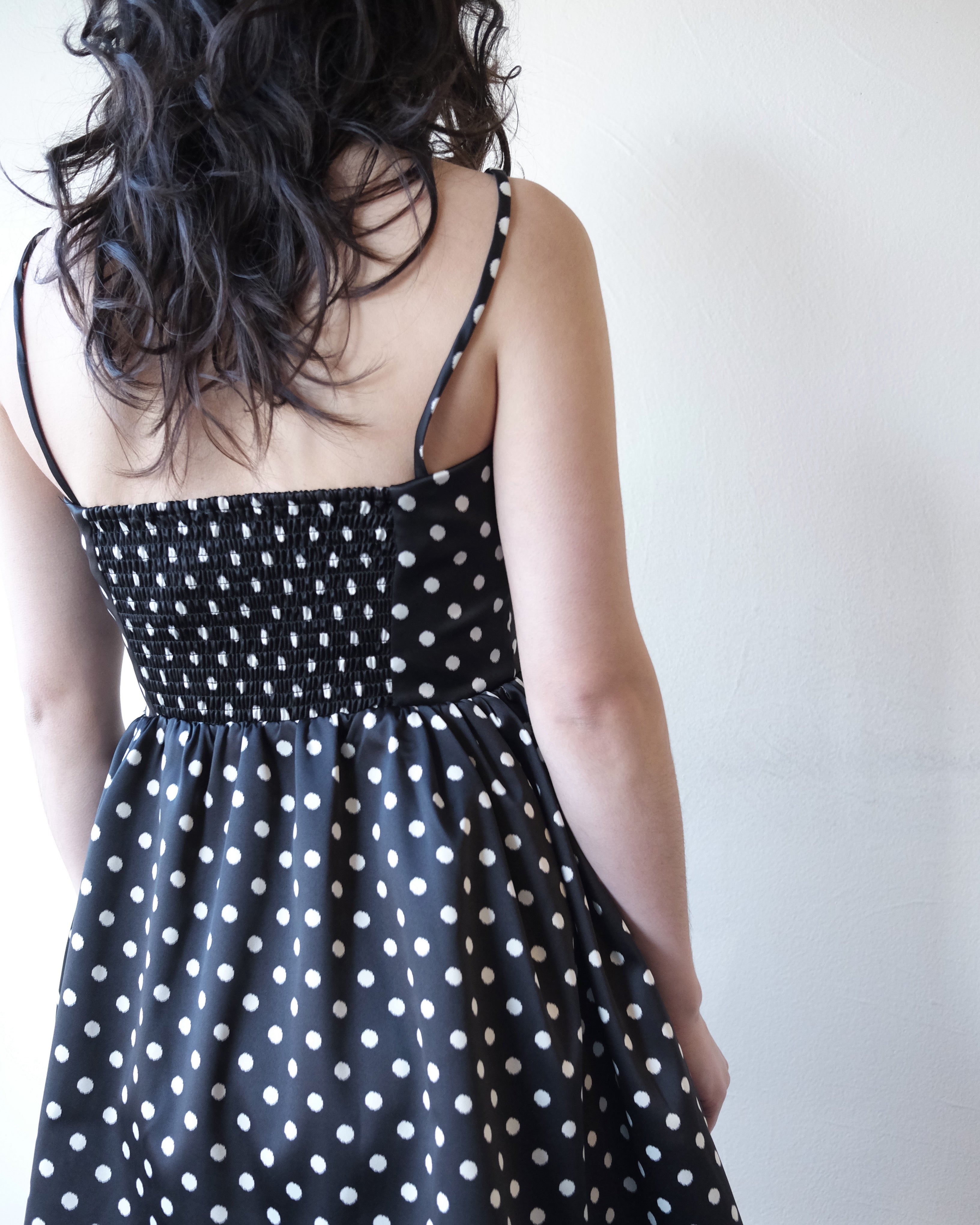 Satin Mini Dress, Polka Dots