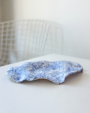 Large Oyster Dish, Blue Freckle