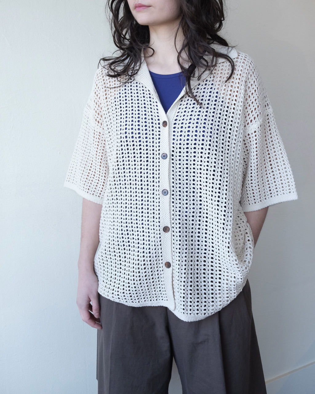 Inflect Crochet Shirt, Ecru