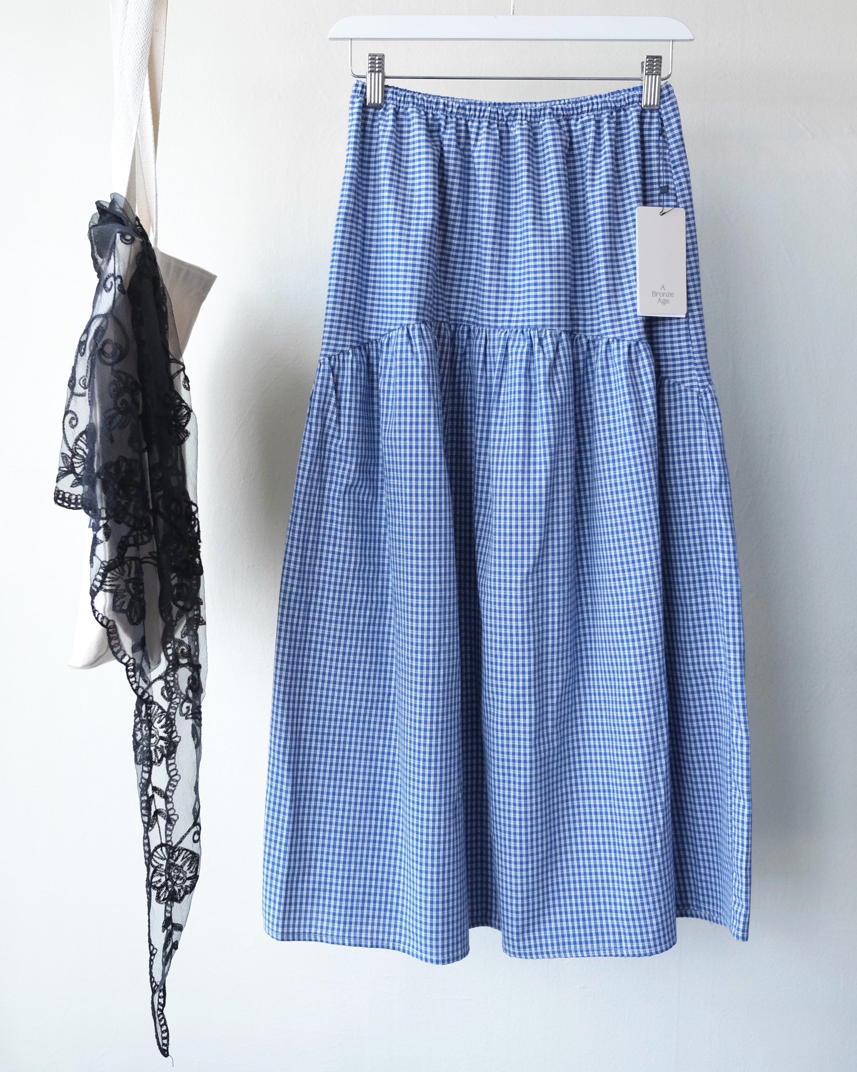 Field Skirt, Ocean Gingham