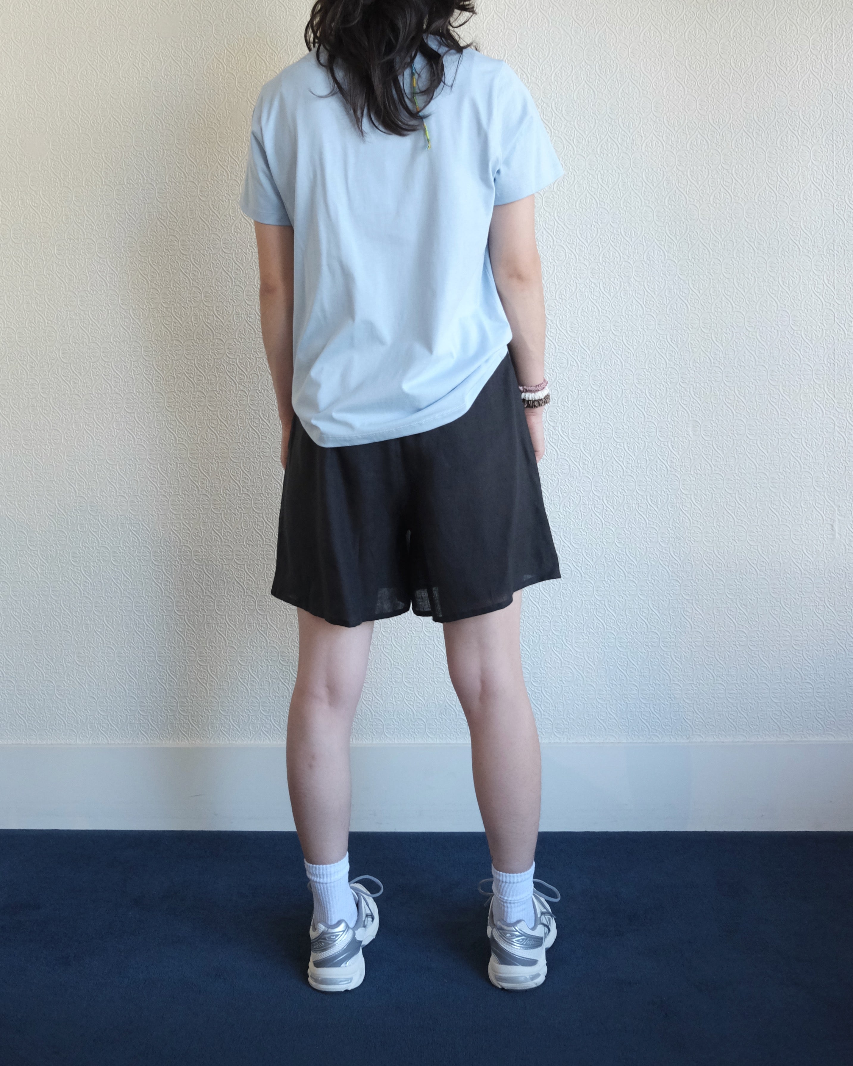 Dydine Heart Shorts, Black Linen