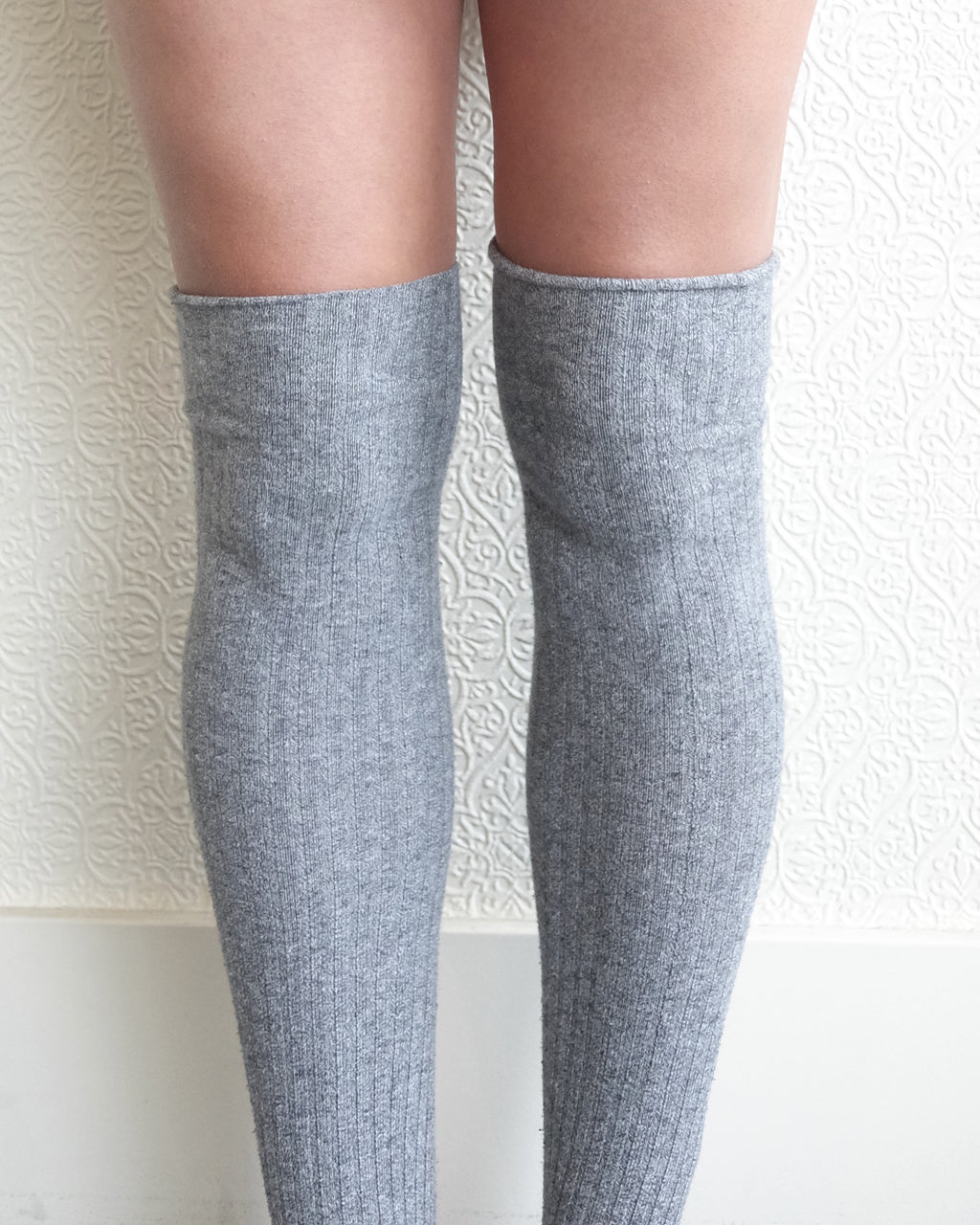 Overknee Socks, Grey Melange