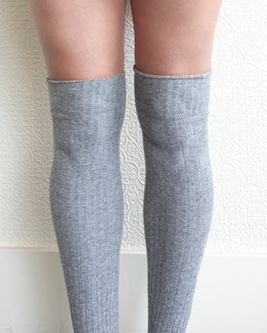 Overknee Socks, Grey Melange