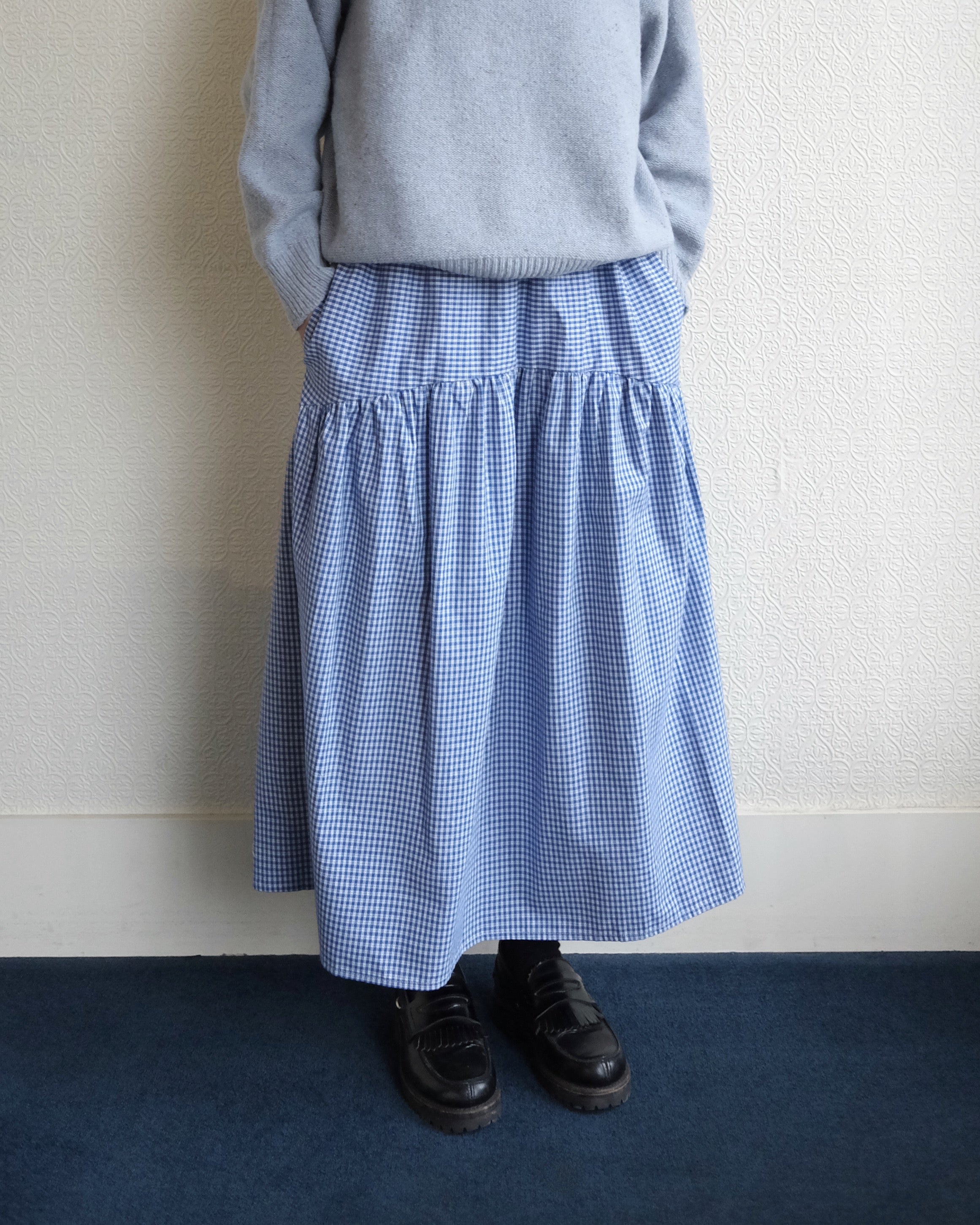 Field Skirt, Ocean Gingham