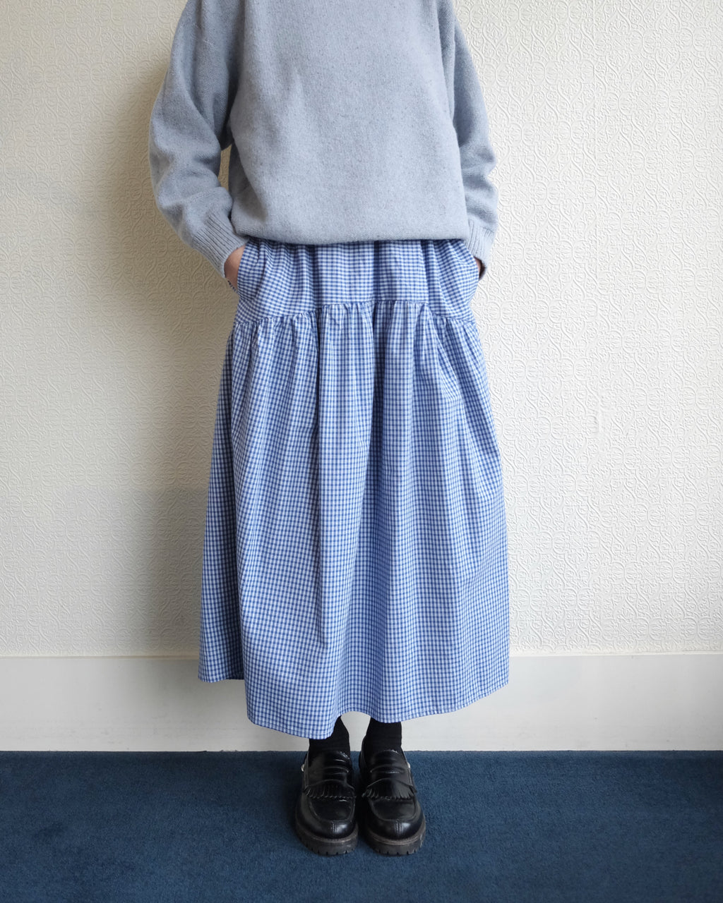 Field Skirt, Ocean Gingham