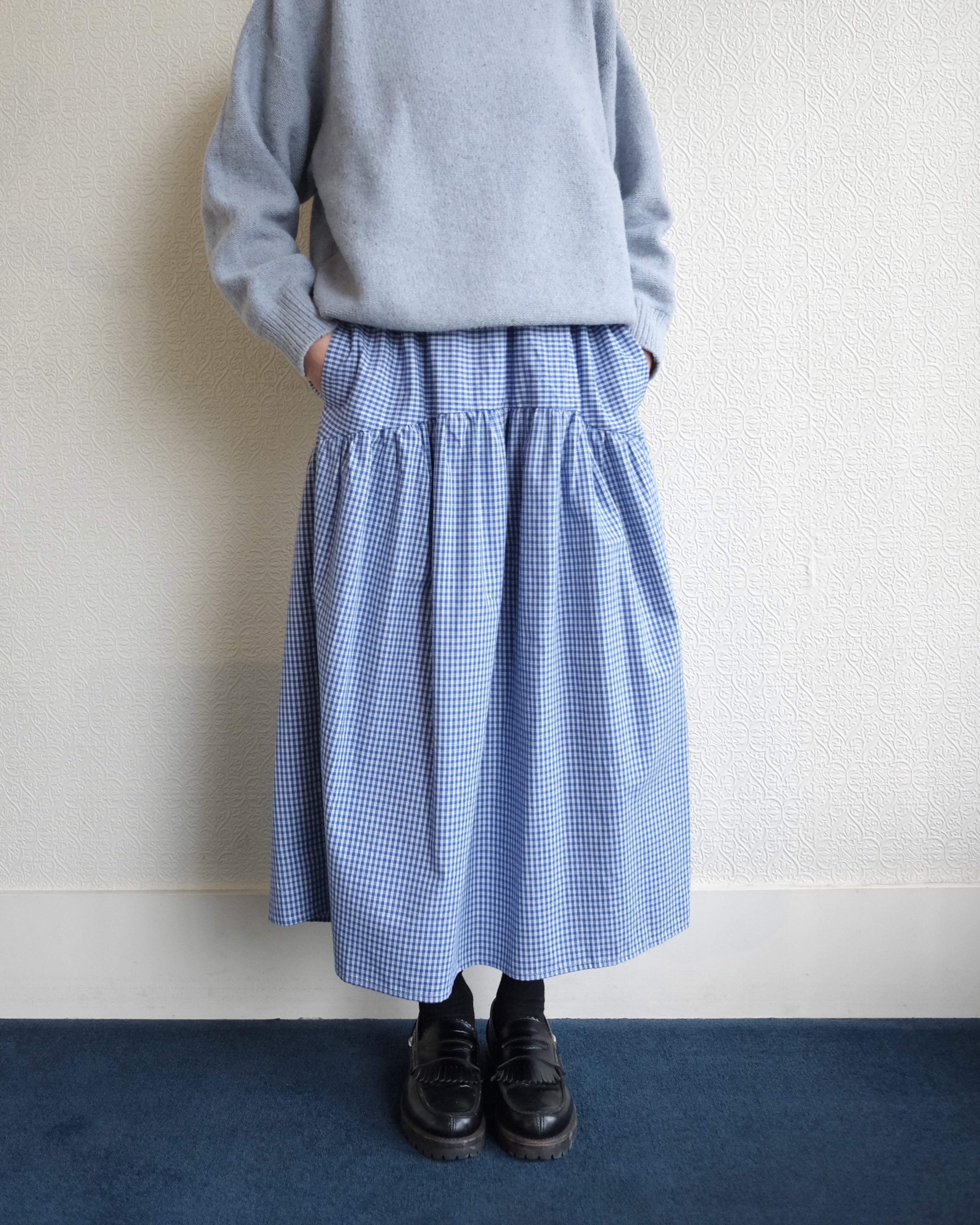 Field Skirt, Ocean Gingham