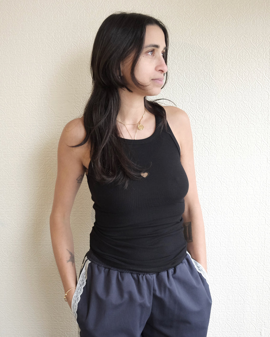 Heart Tank, Black Rib Cotton