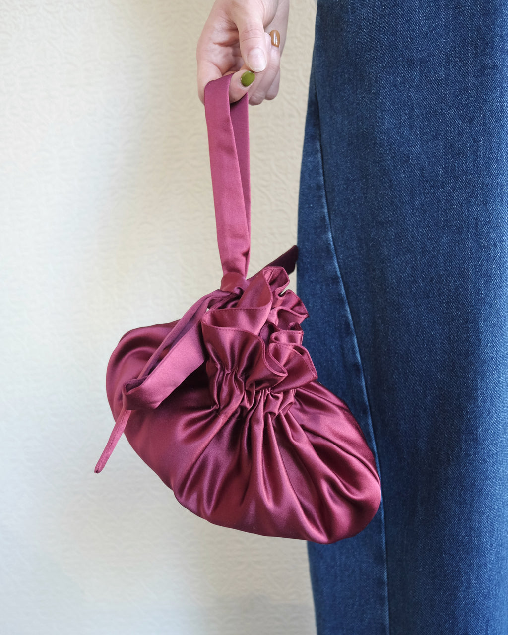 Dumpling Bag, Bordeaux Satin
