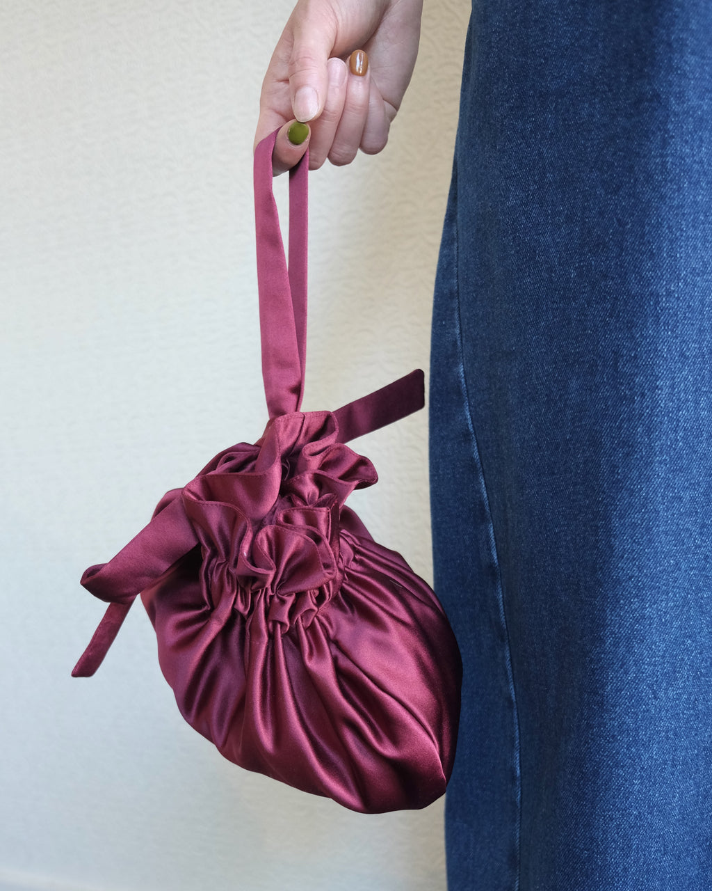 Dumpling Bag, Bordeaux Satin