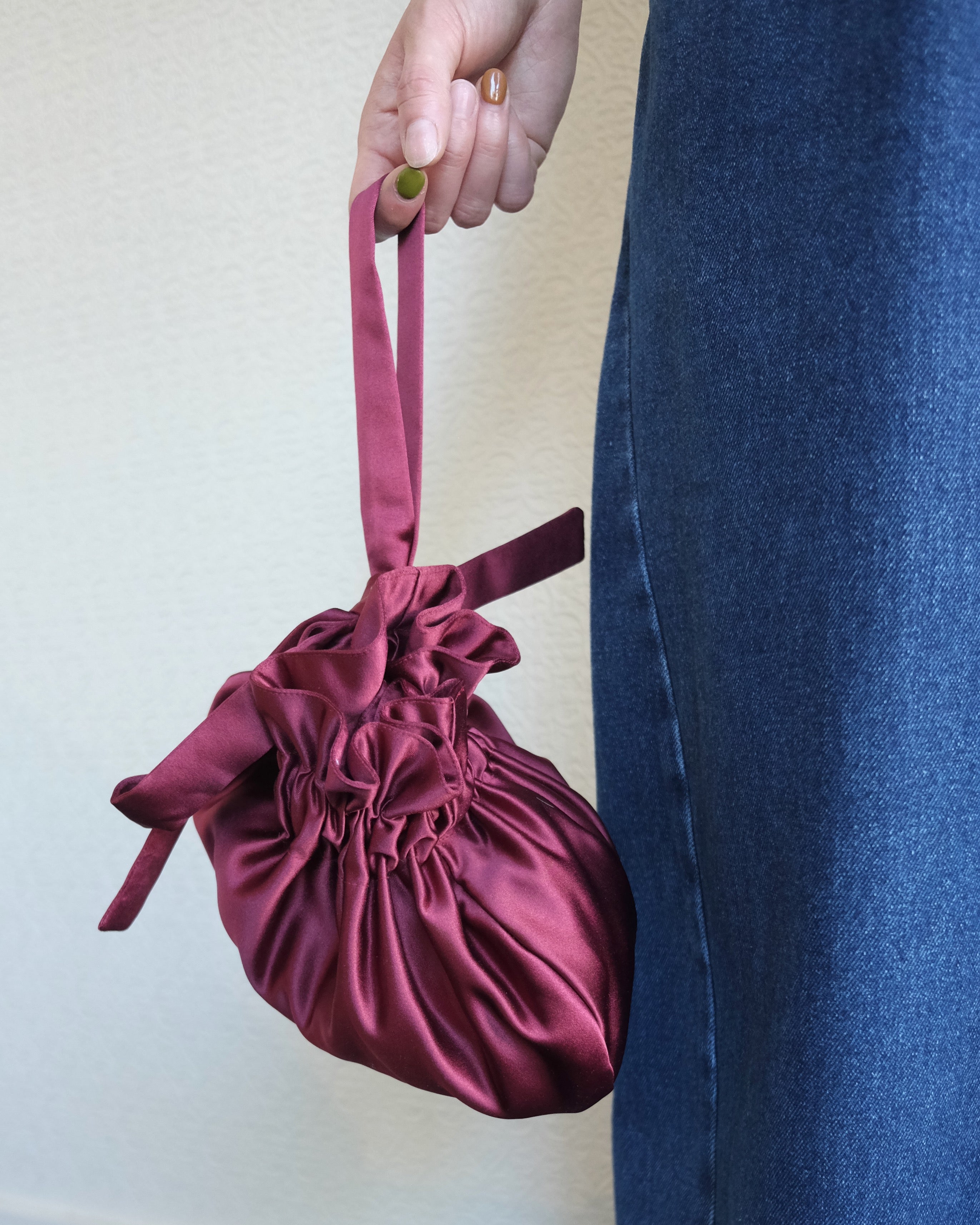 Dumpling Bag, Bordeaux Satin