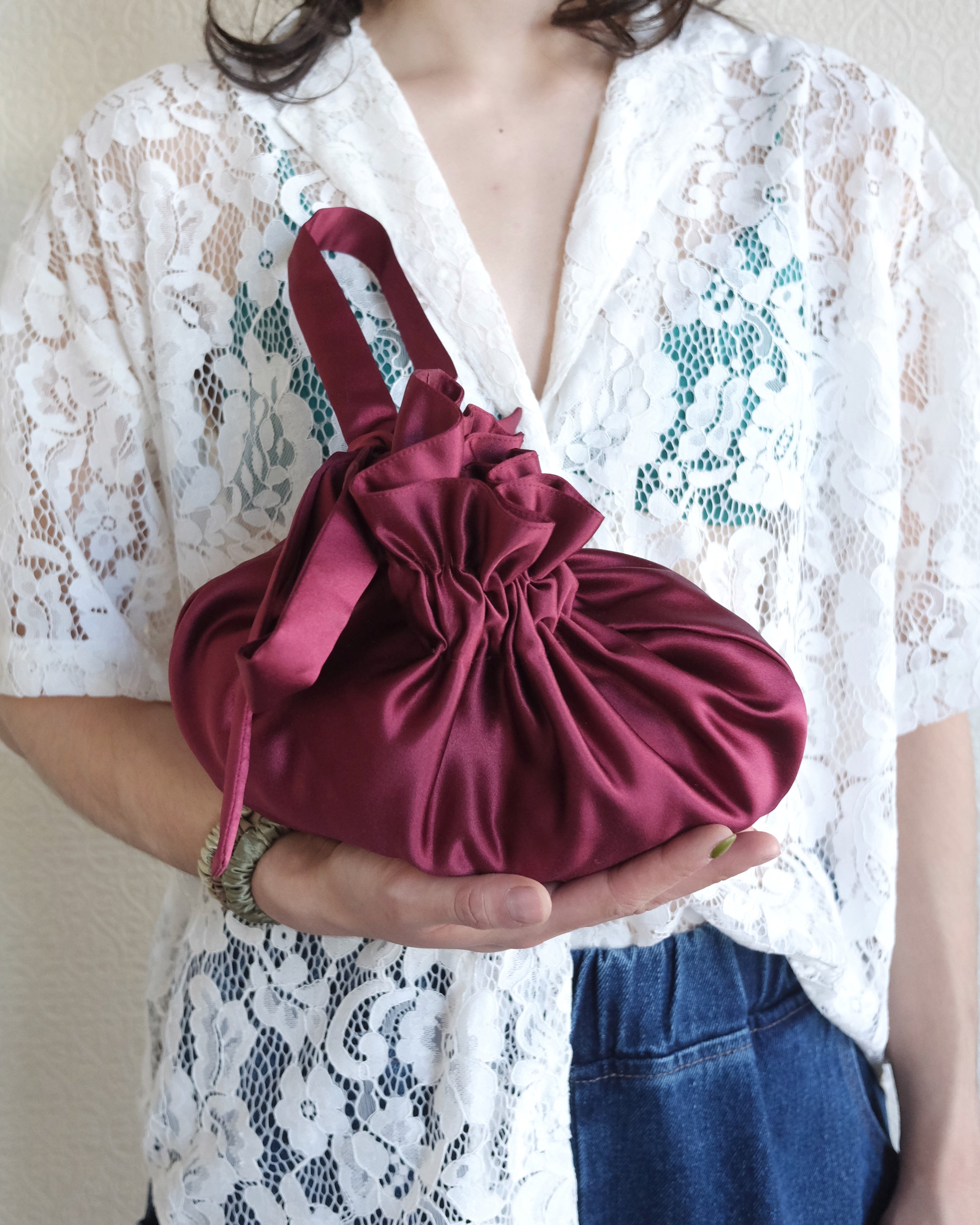 Dumpling Bag, Bordeaux Satin
