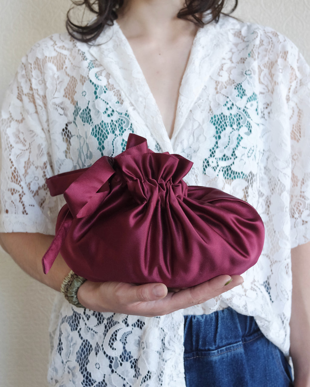Dumpling Bag, Bordeaux Satin