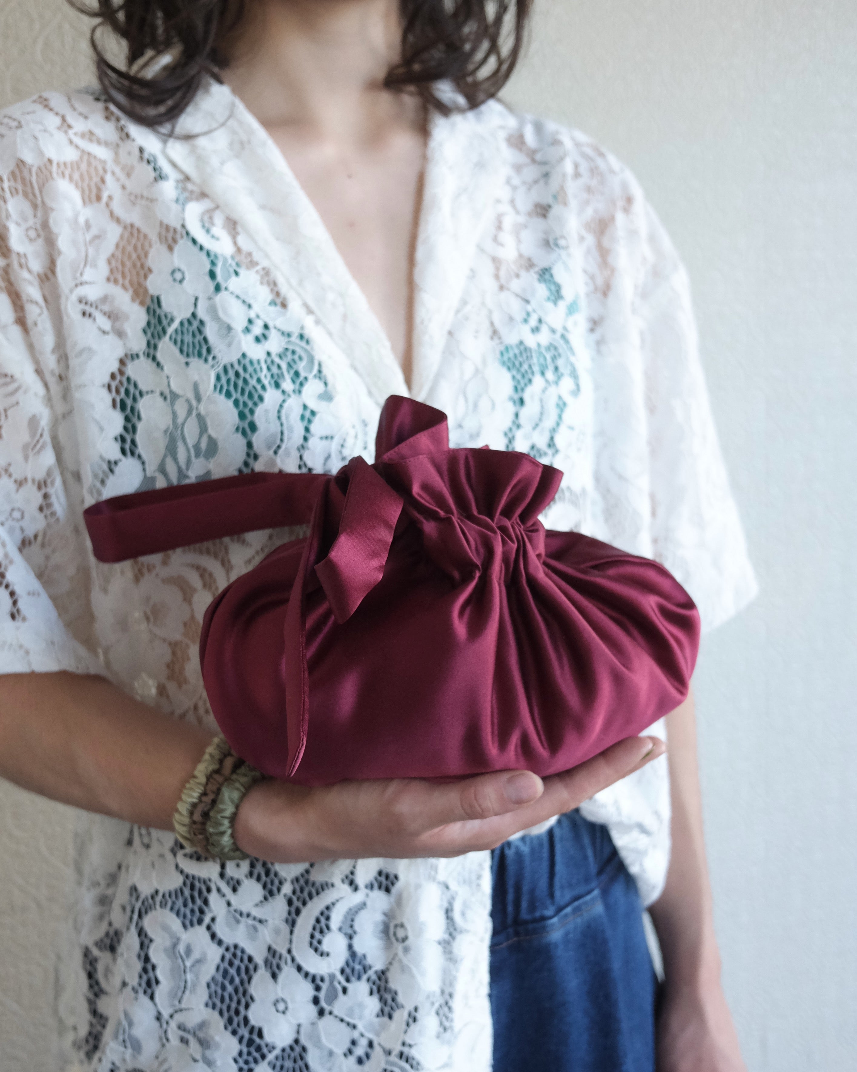 Dumpling Bag, Bordeaux Satin