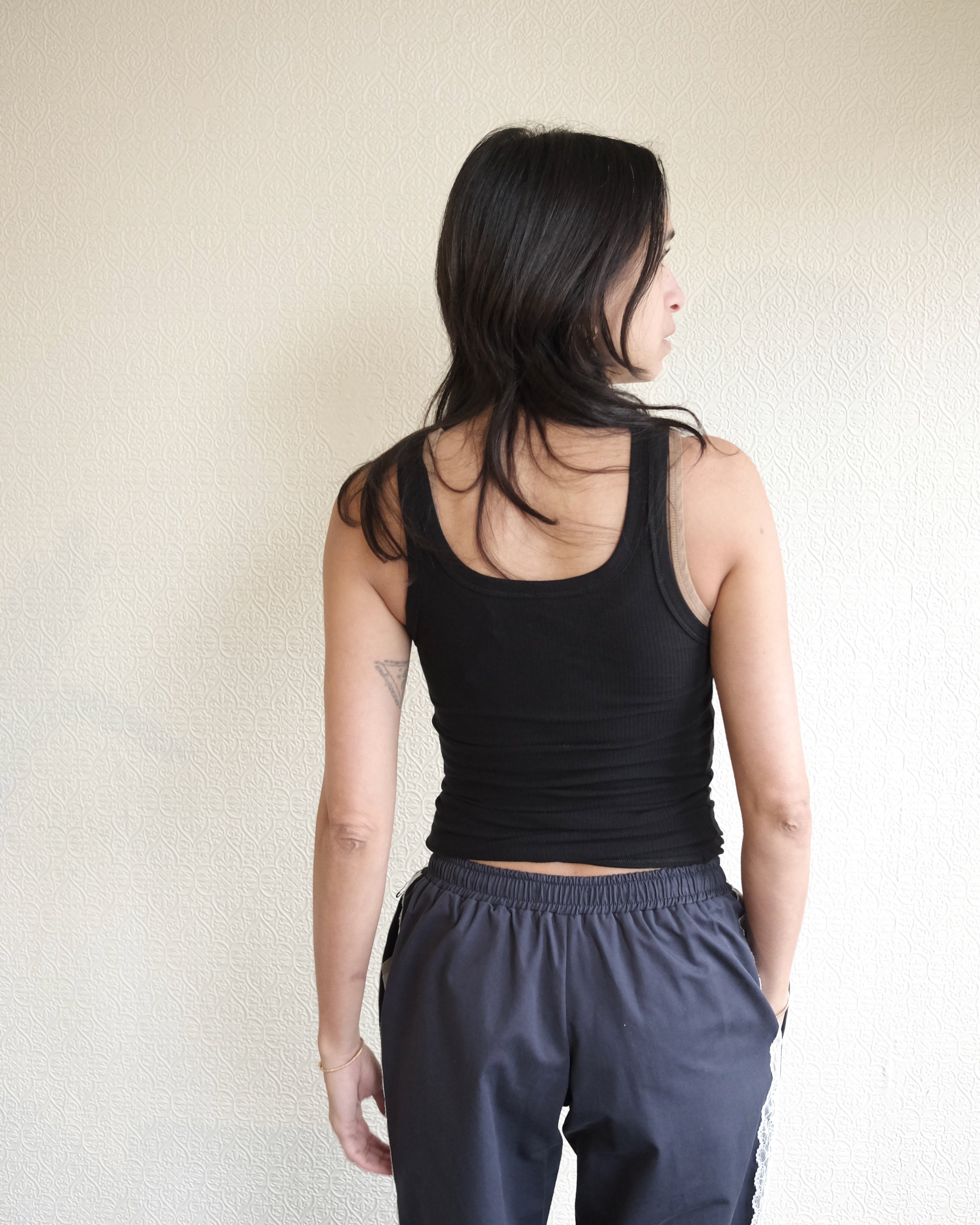 Heart Tank, Black Rib Cotton