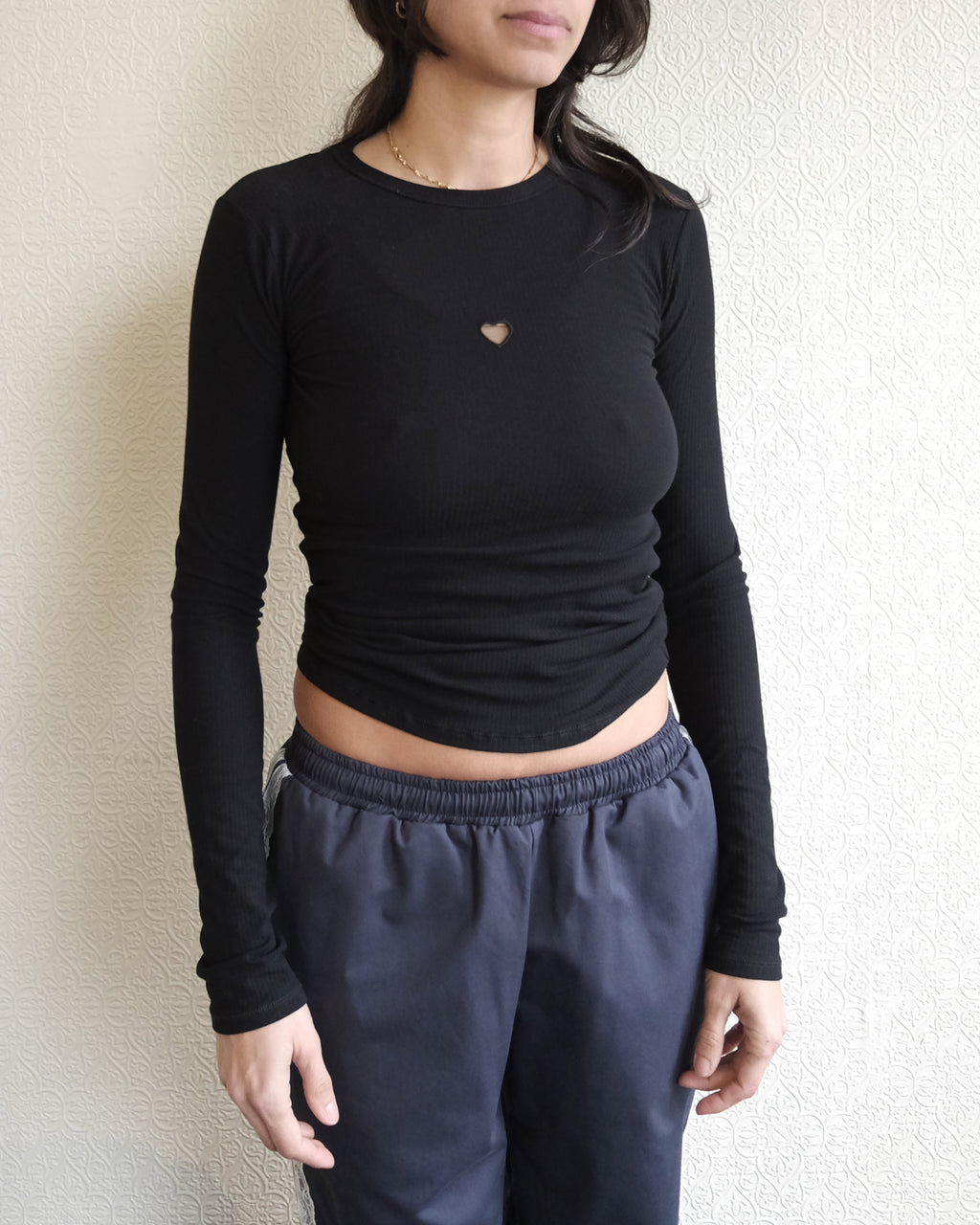 Heart Longsleeve Tee, Black