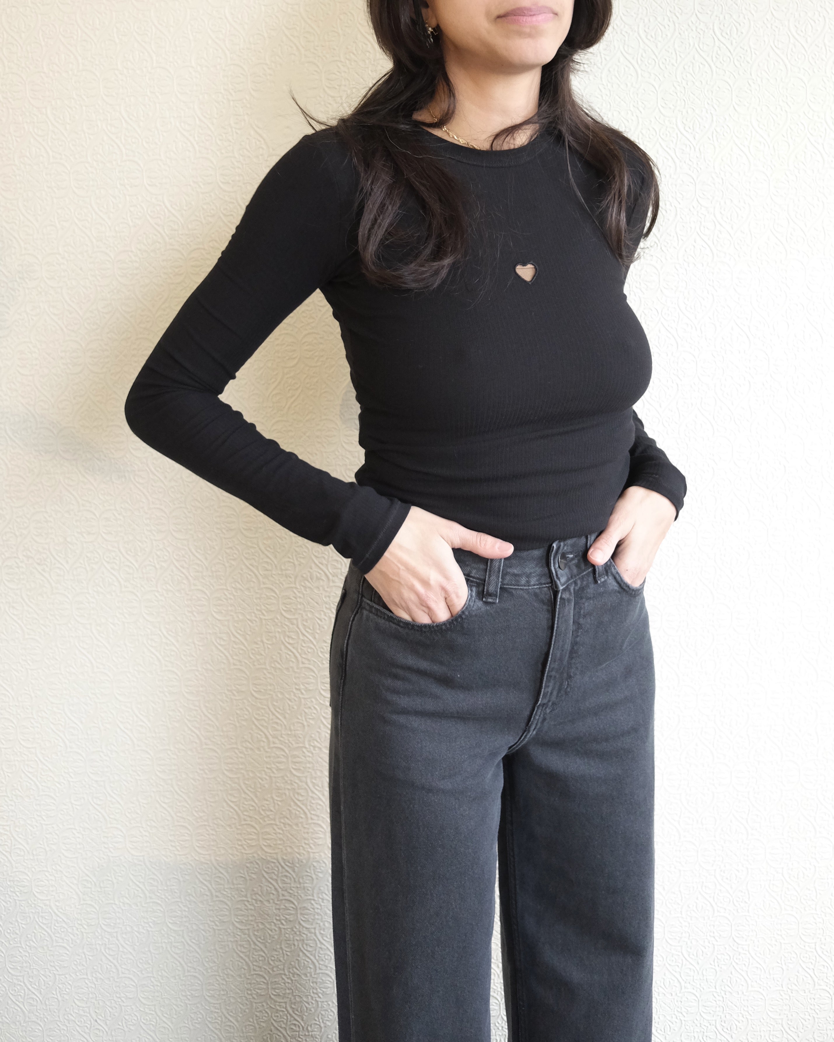 Heart Longsleeve Tee, Black