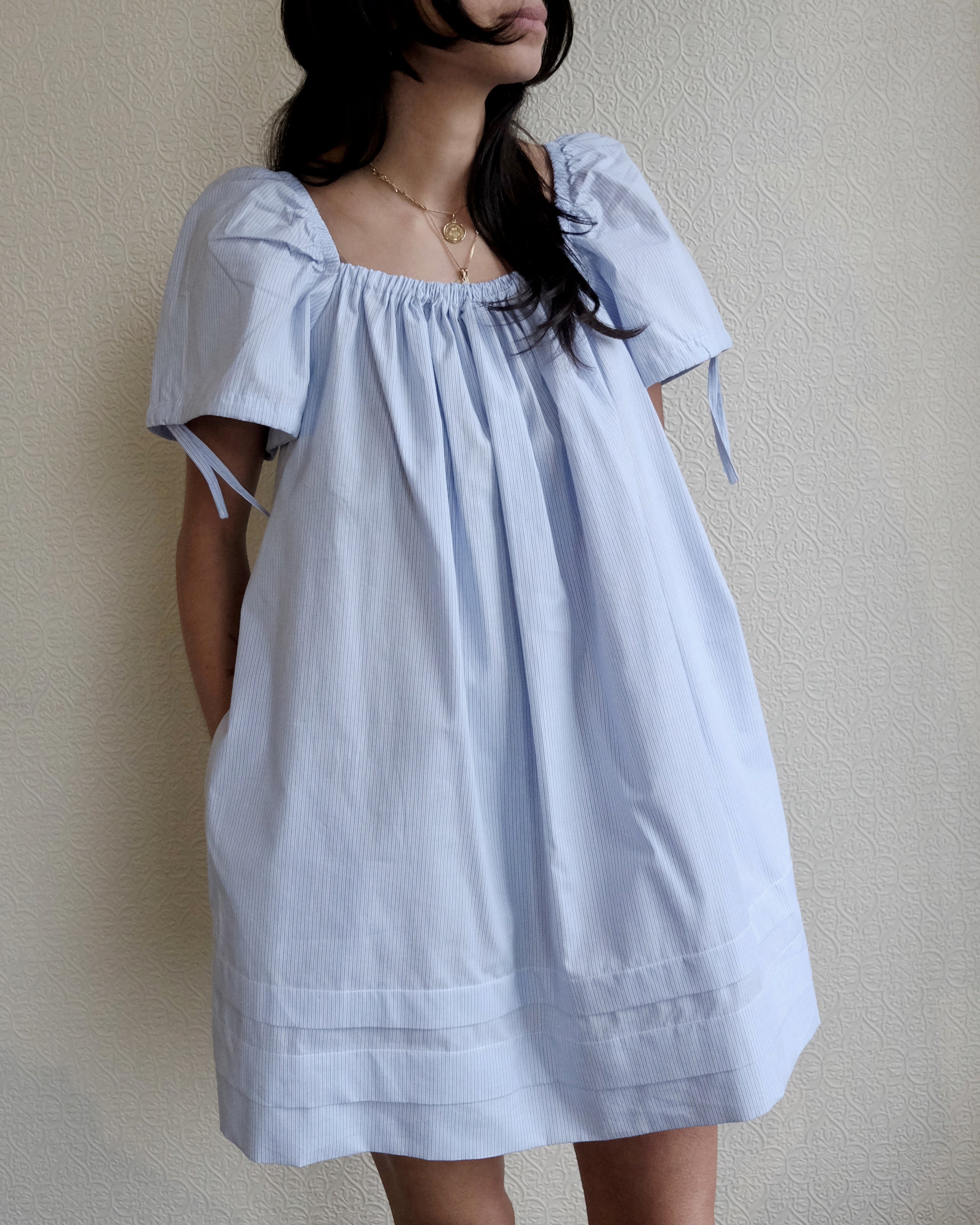 Mazzy Dress, Micro Stripe Cotton