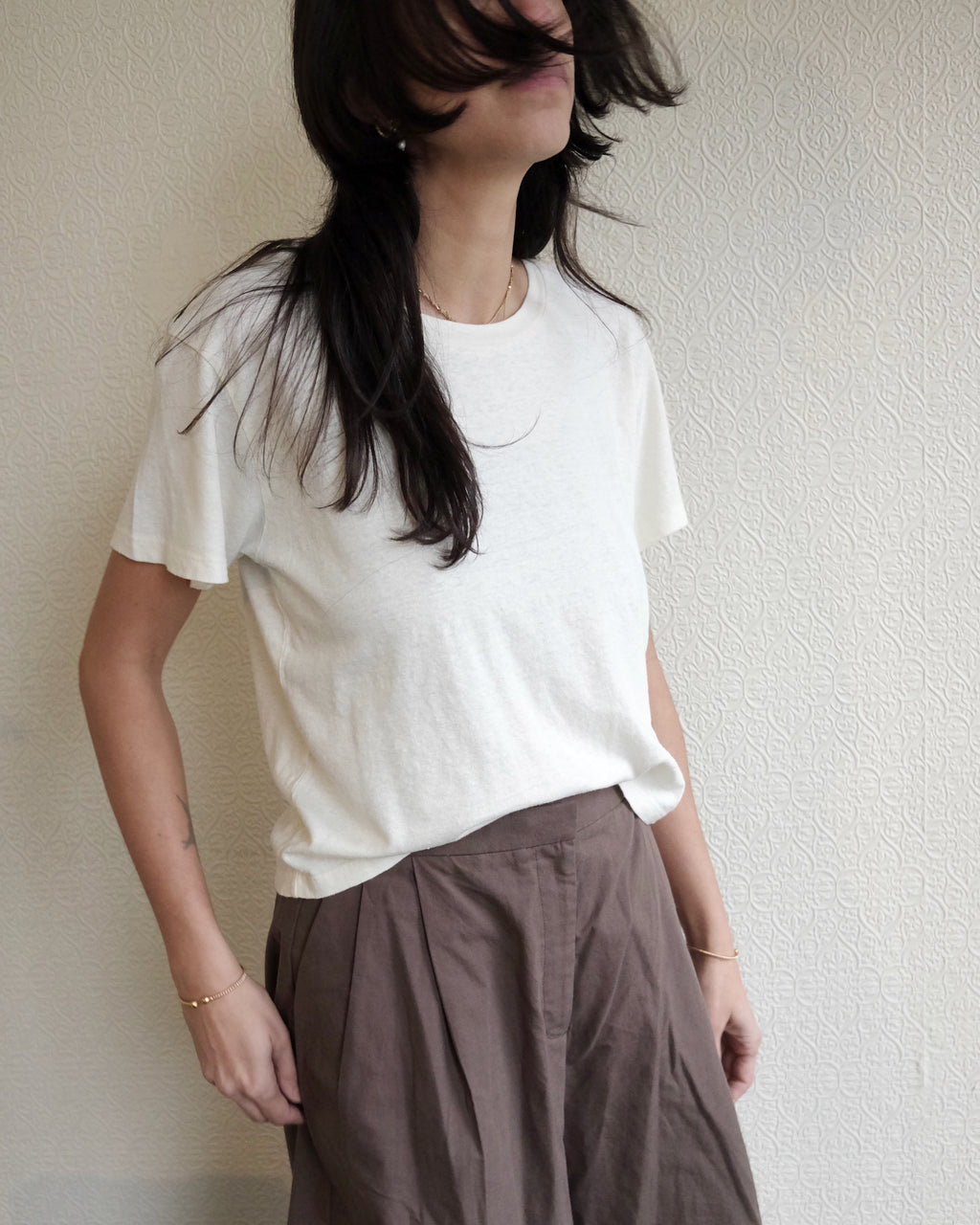 Lorel Cropped Tee, Washed White