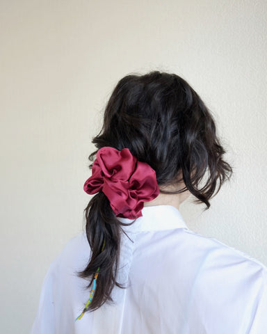 Oversize Silk Scrunchie, Pomegranate