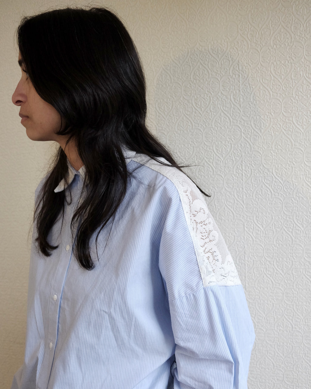 Robbie Shirt, Stripe with Lace