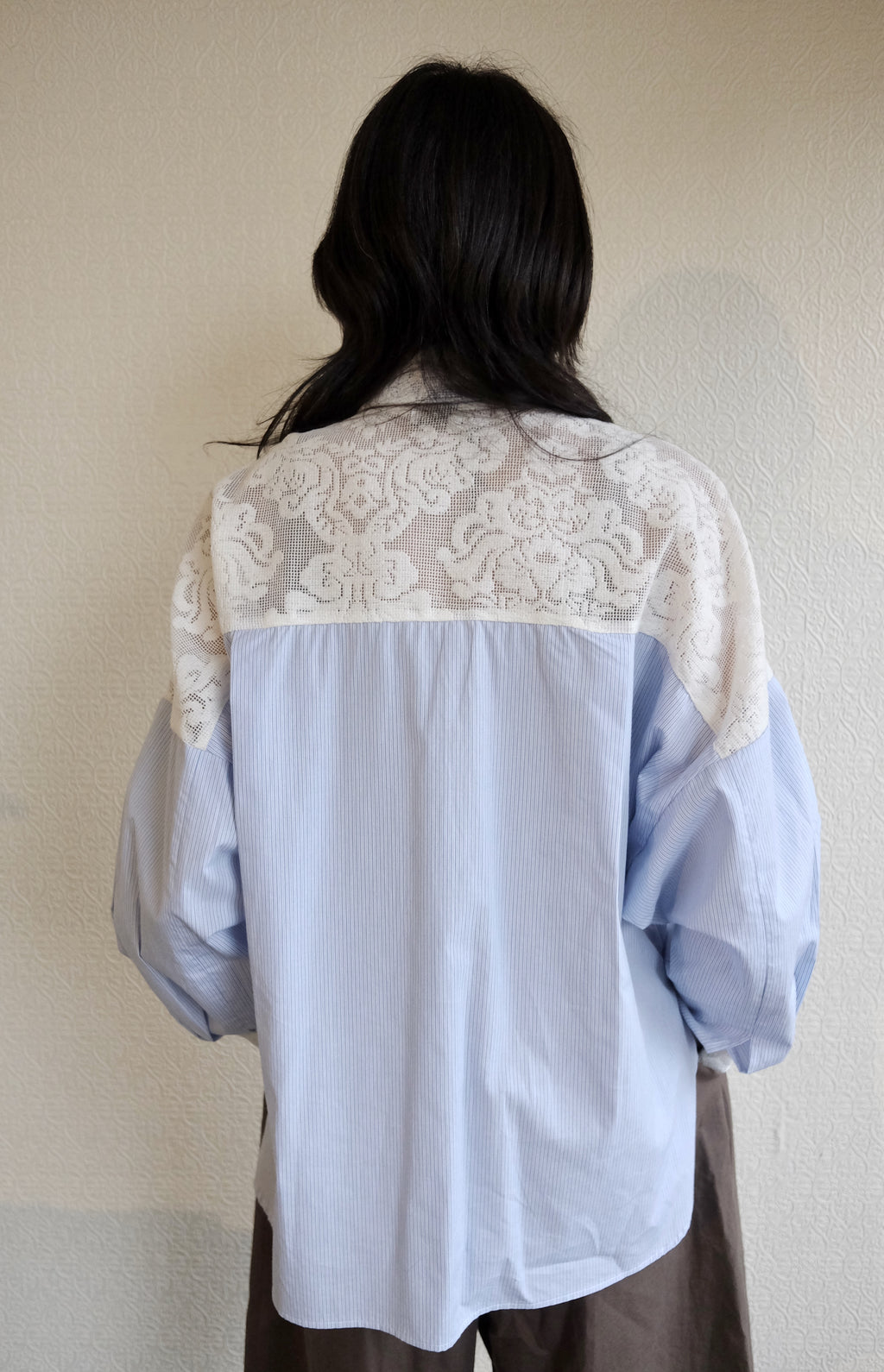 Robbie Shirt, Stripe with Lace