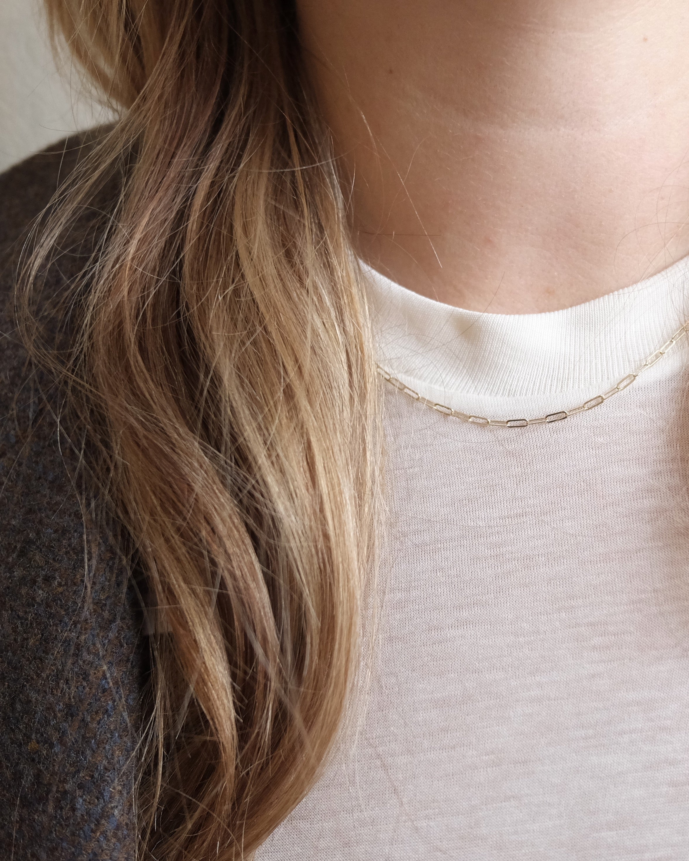 Oval Chain necklace, 14k Gold Plated