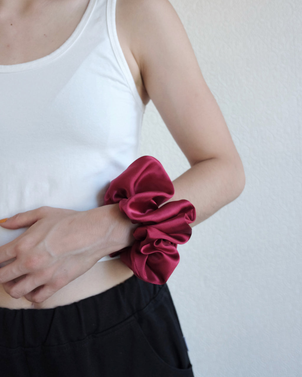 Oversize Silk Scrunchie, Pomegranate