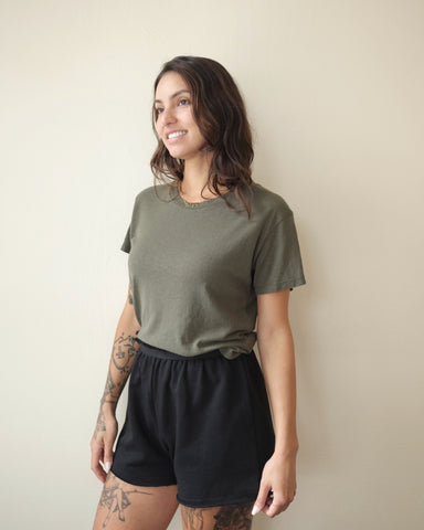 Lorel Cropped Tee, Olive Green