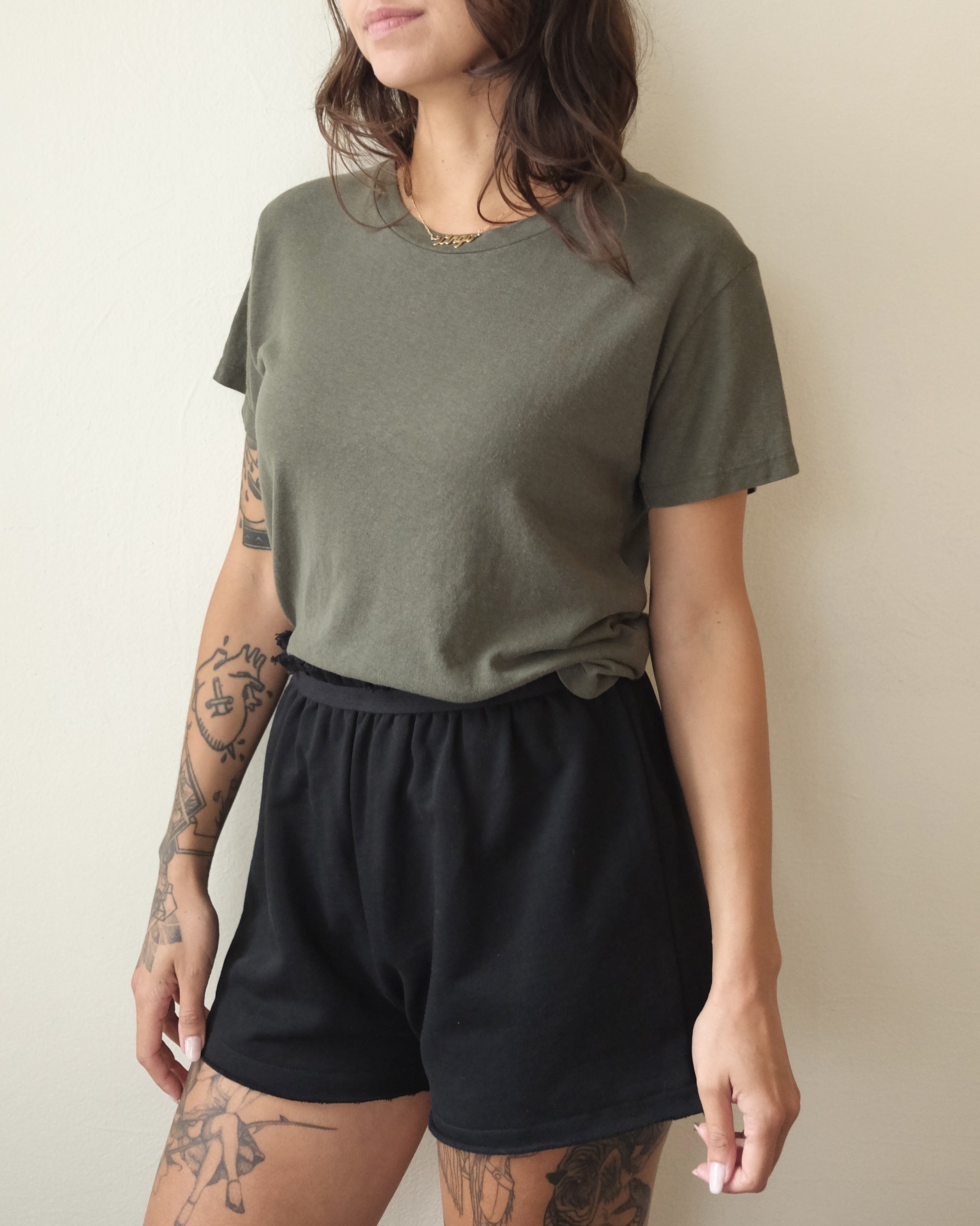 Lorel Cropped Tee, Olive Green