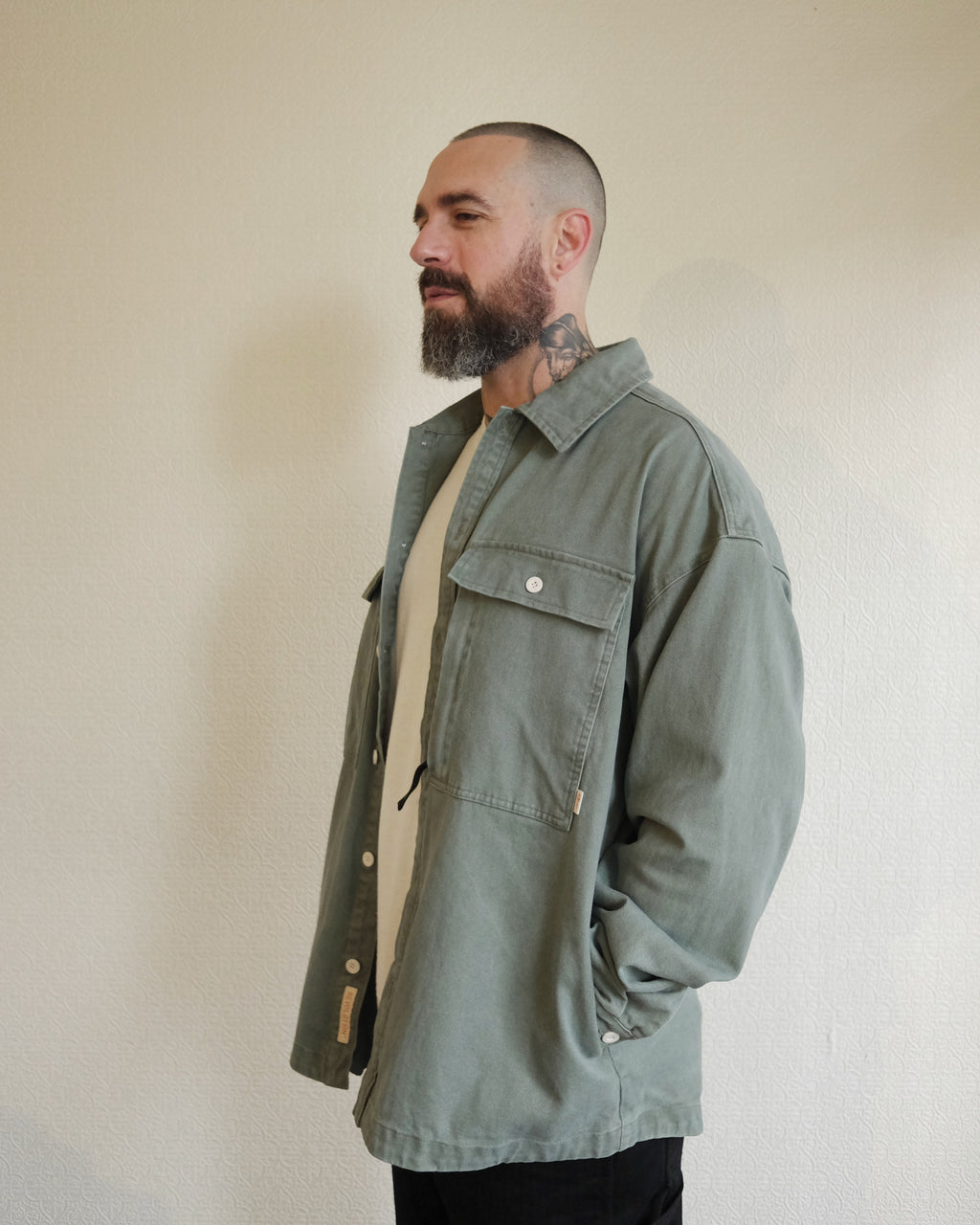 Square Pocket Overshirt, Green