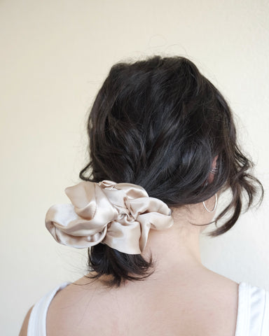 Oversize Silk Scrunchie, Champagne