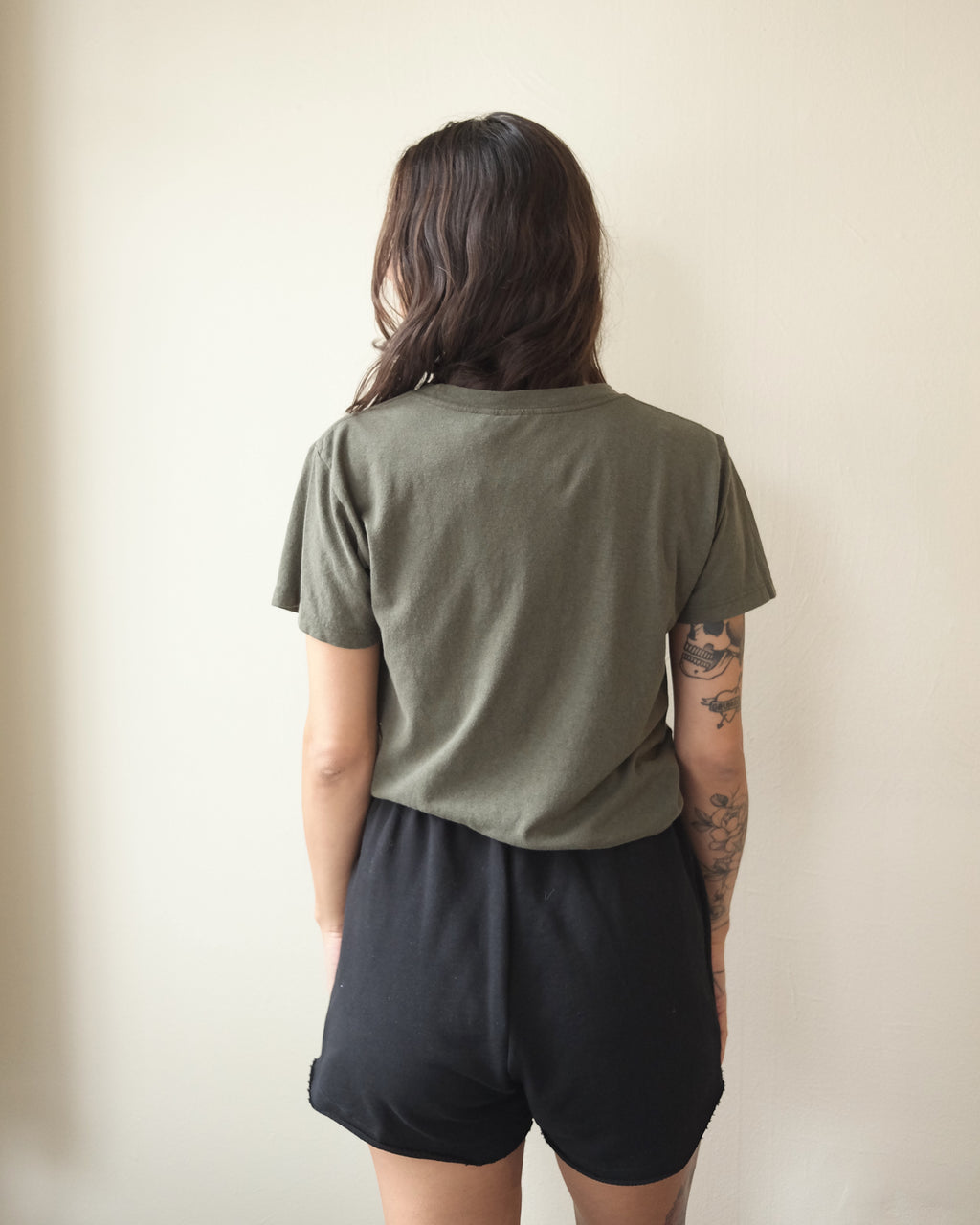 Lorel Cropped Tee, Olive Green