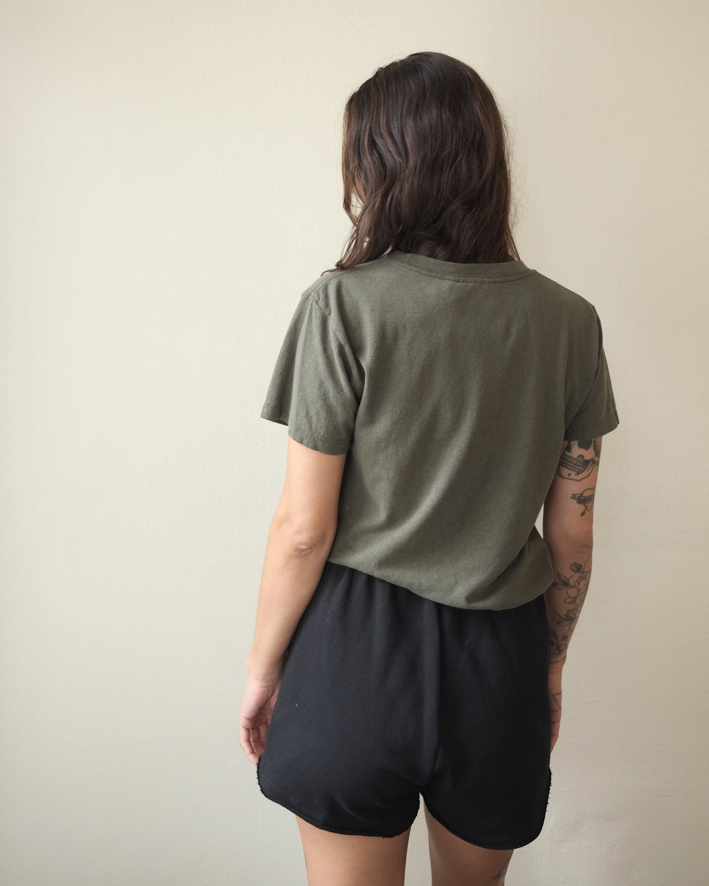 Lorel Cropped Tee, Olive Green