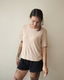 Lorel Cropped Tee, Oat Milk