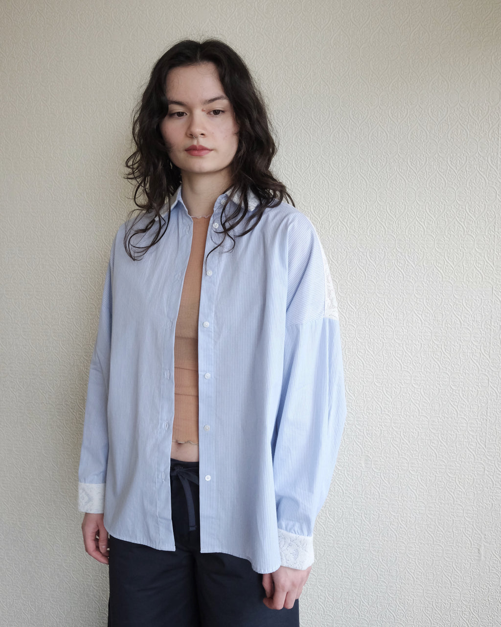 Robbie Shirt, Stripe with Lace