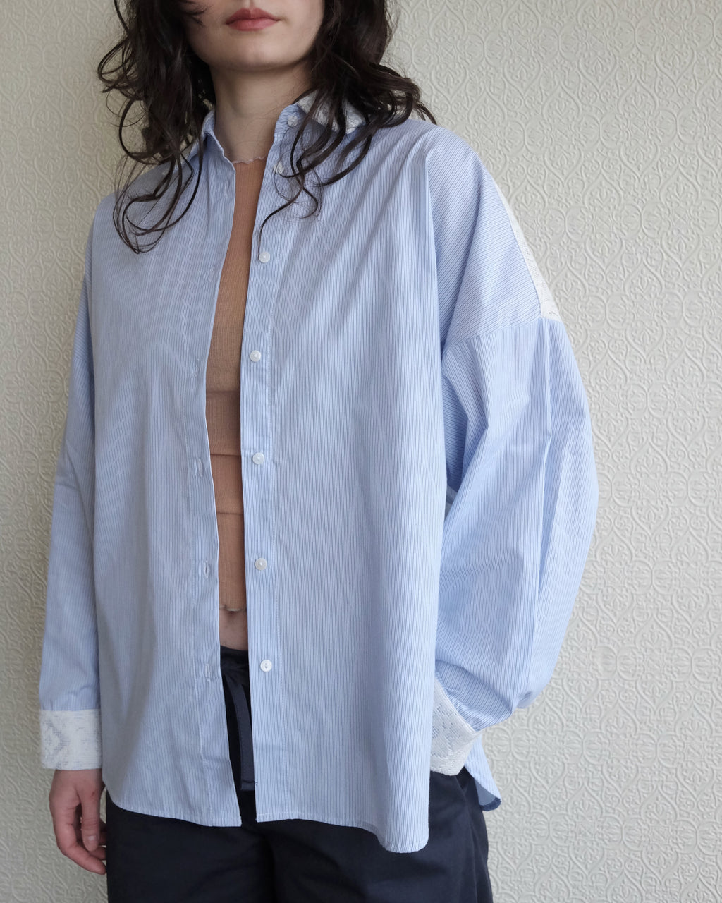 Robbie Shirt, Stripe with Lace