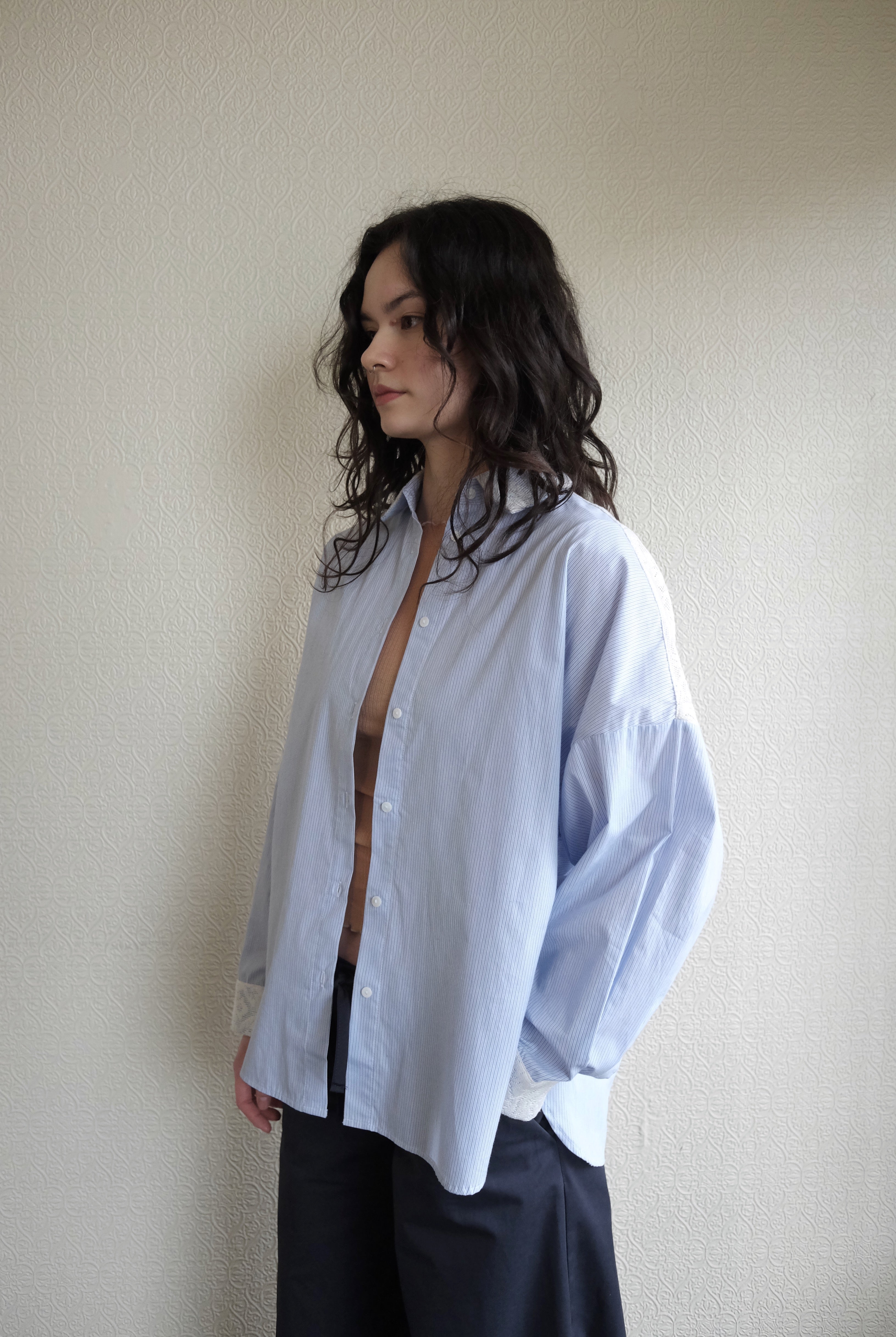 Robbie Shirt, Stripe with Lace