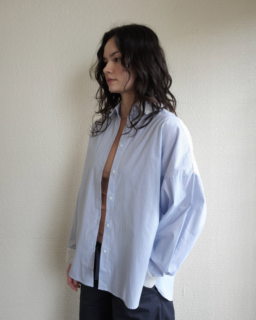 Robbie Shirt, Stripe with Lace