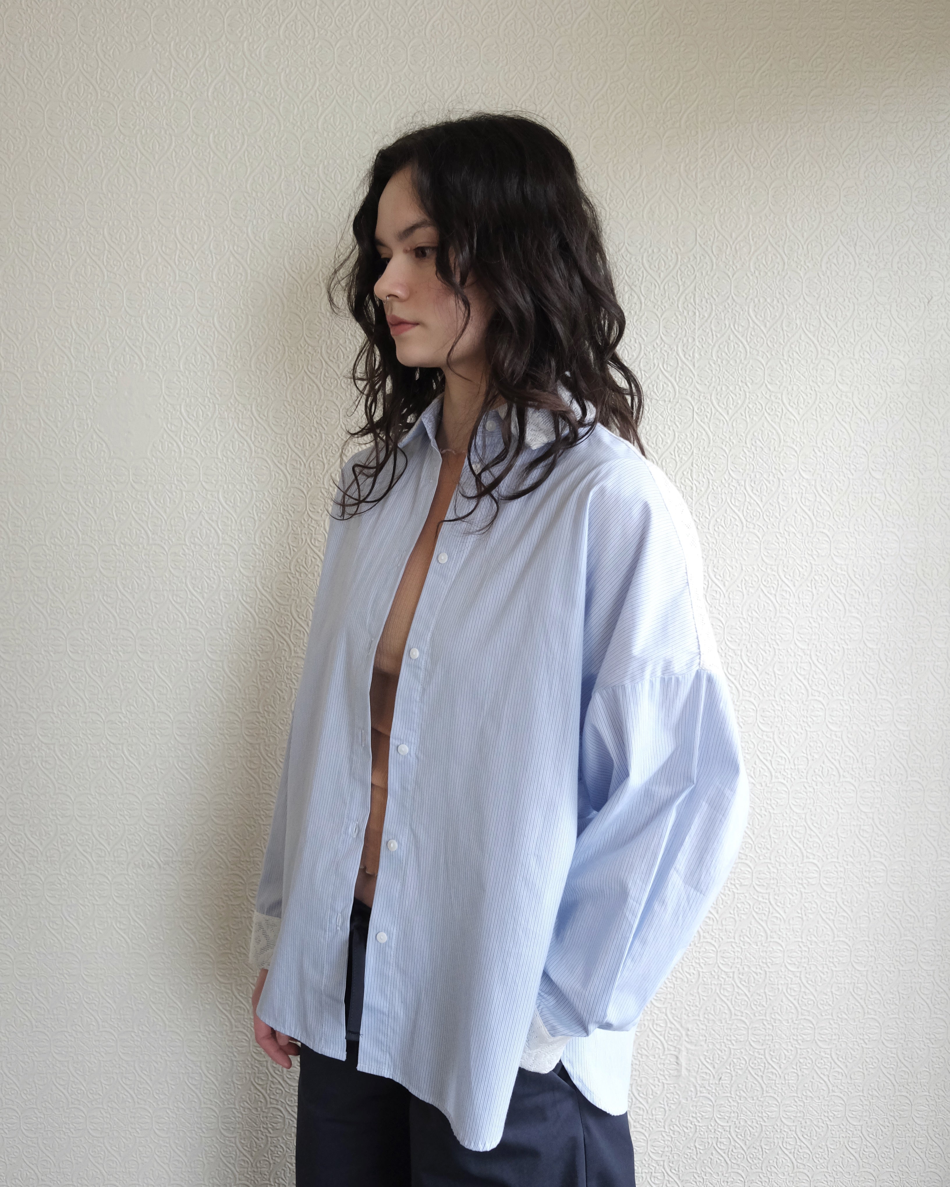 Robbie Shirt, Stripe with Lace