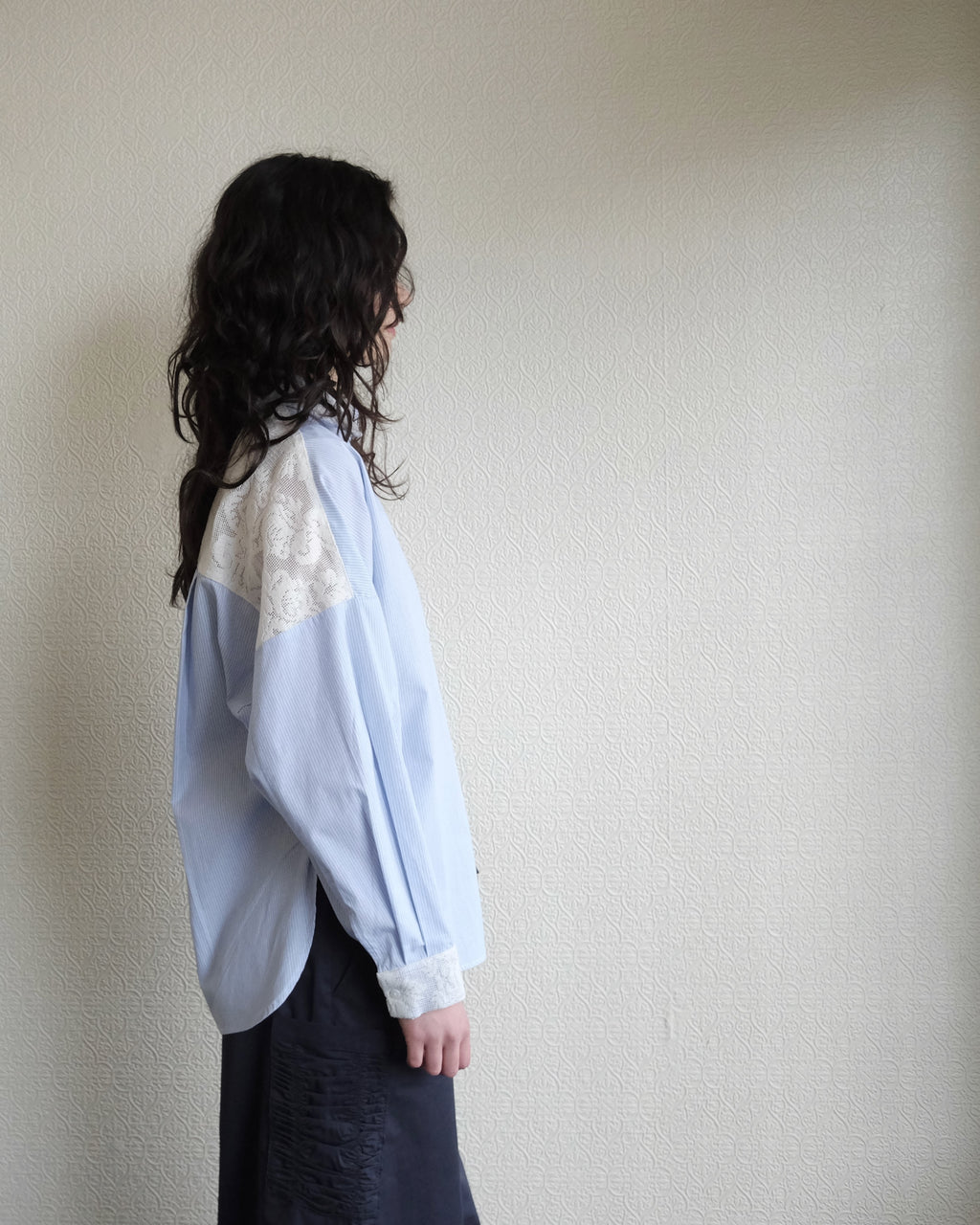 Robbie Shirt, Stripe with Lace