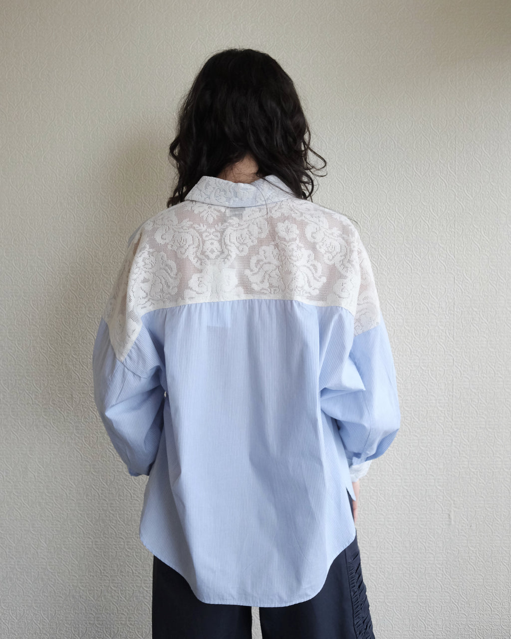 Robbie Shirt, Stripe with Lace